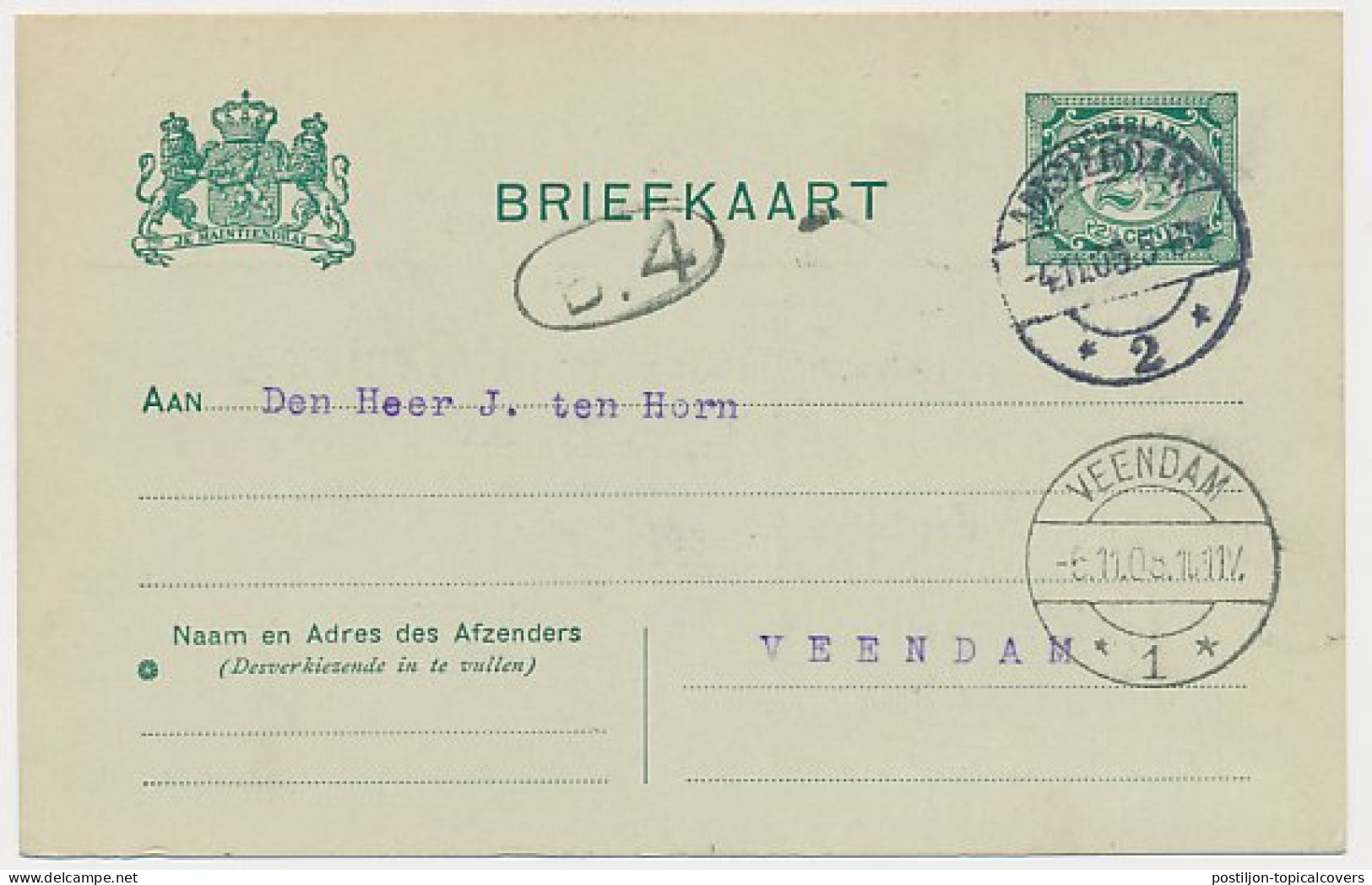 Briefkaart G. 74 Particulier Bedrukt Amsterdam 1908 - Material Postal