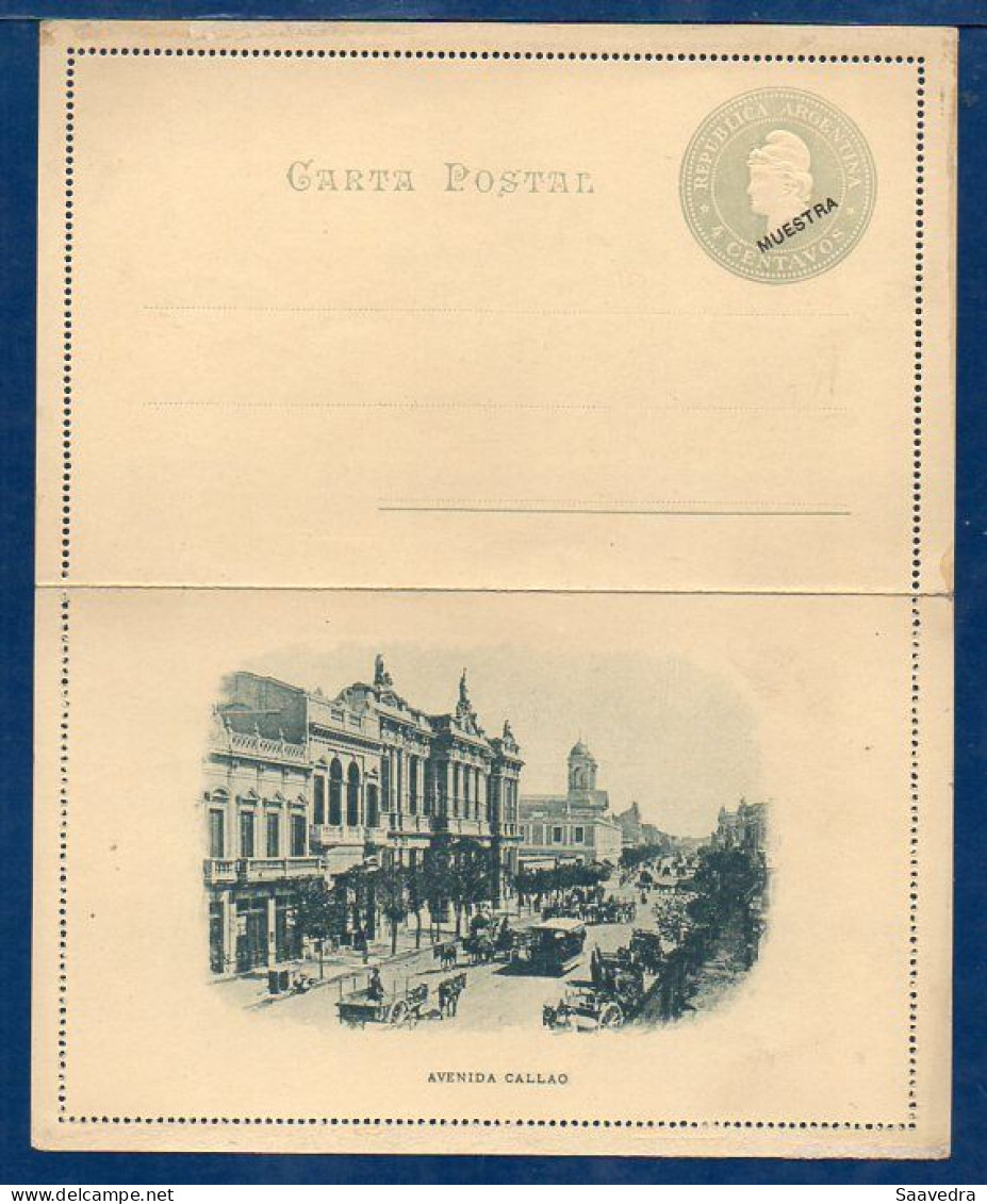 Argentina, 1900, Unused Postal Stationery, Avenida Callao, MUESTRA (Specimen)  (057) - Storia Postale