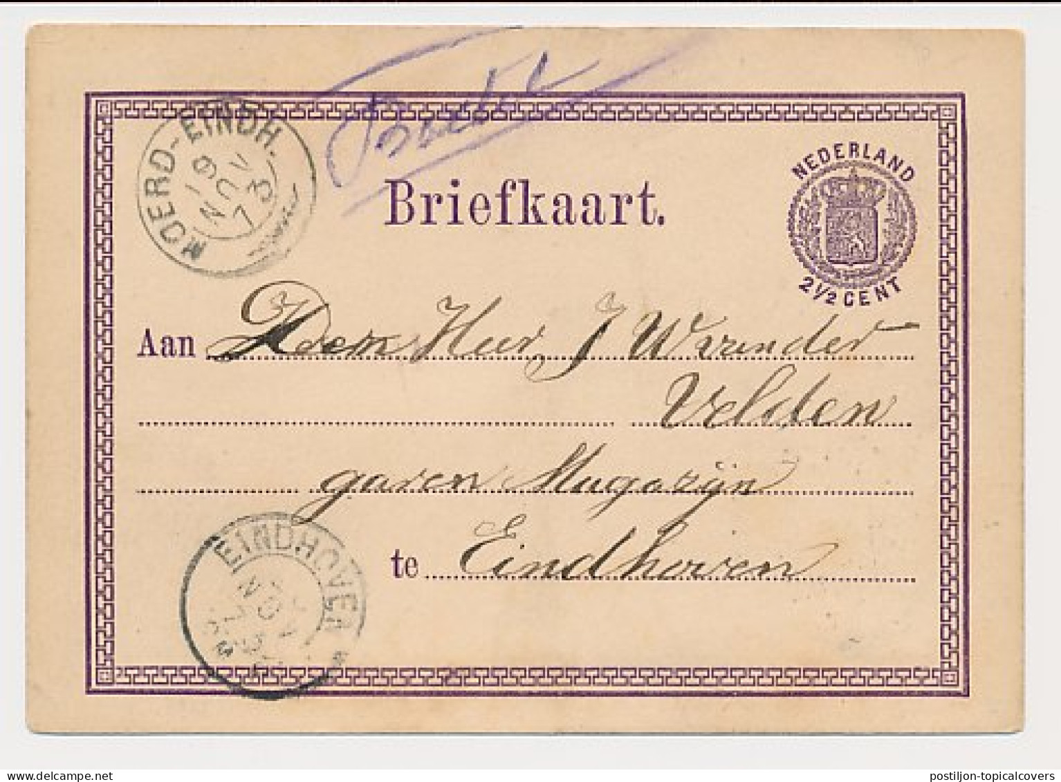 Geschreven Haltenaam Boxtel - Eindhoven 1873 - Briefe U. Dokumente