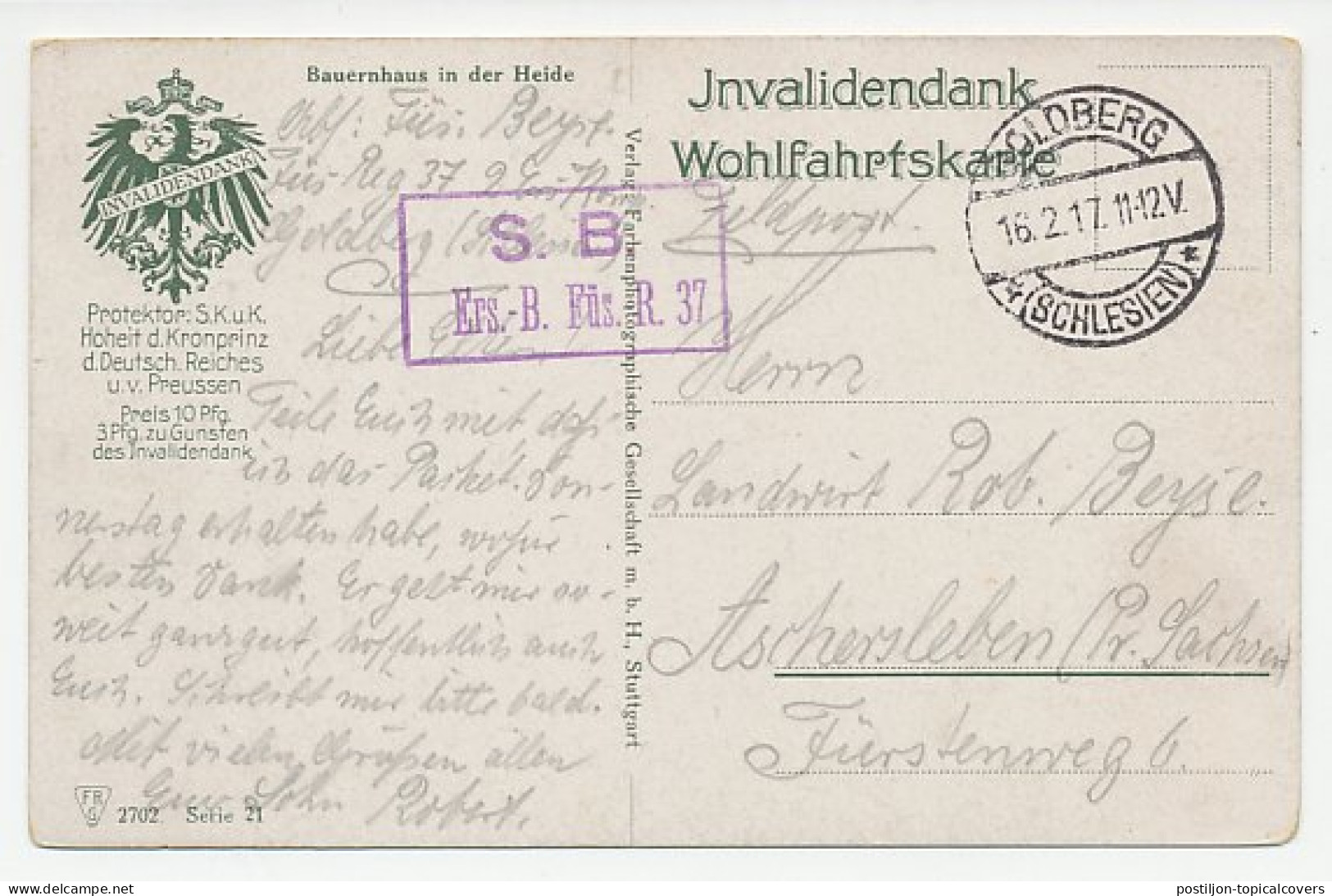 Military Service / Welfare Card Germany 1917 Farm - WWI - Hoftiere