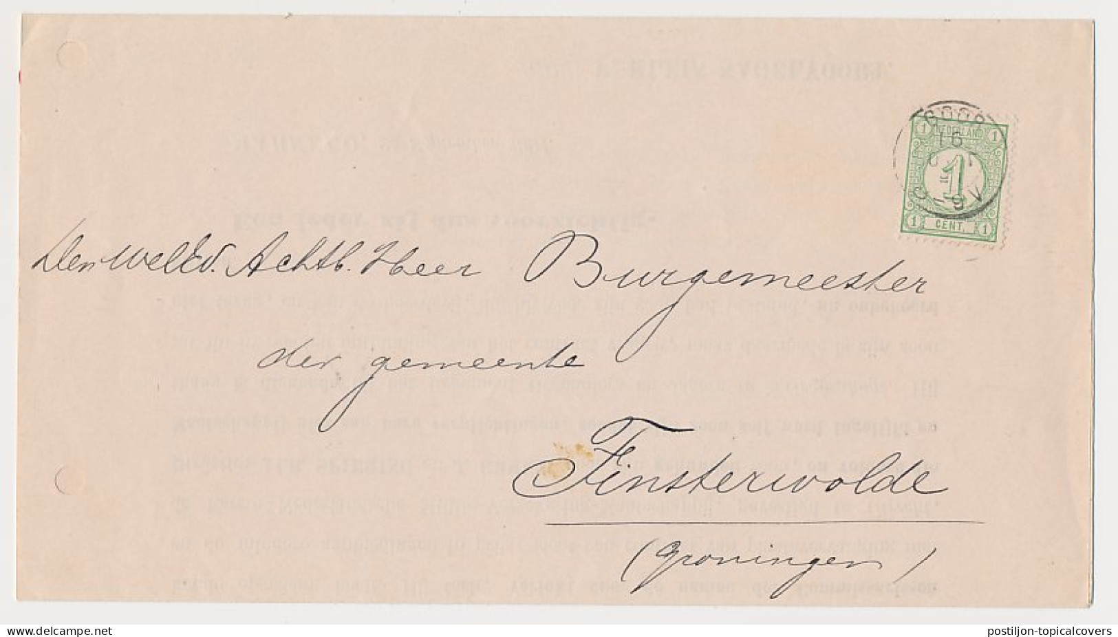 Em. 1876 Goor - Finsterwolde - Compleet Drukwerk / Waarschuwing - Covers & Documents