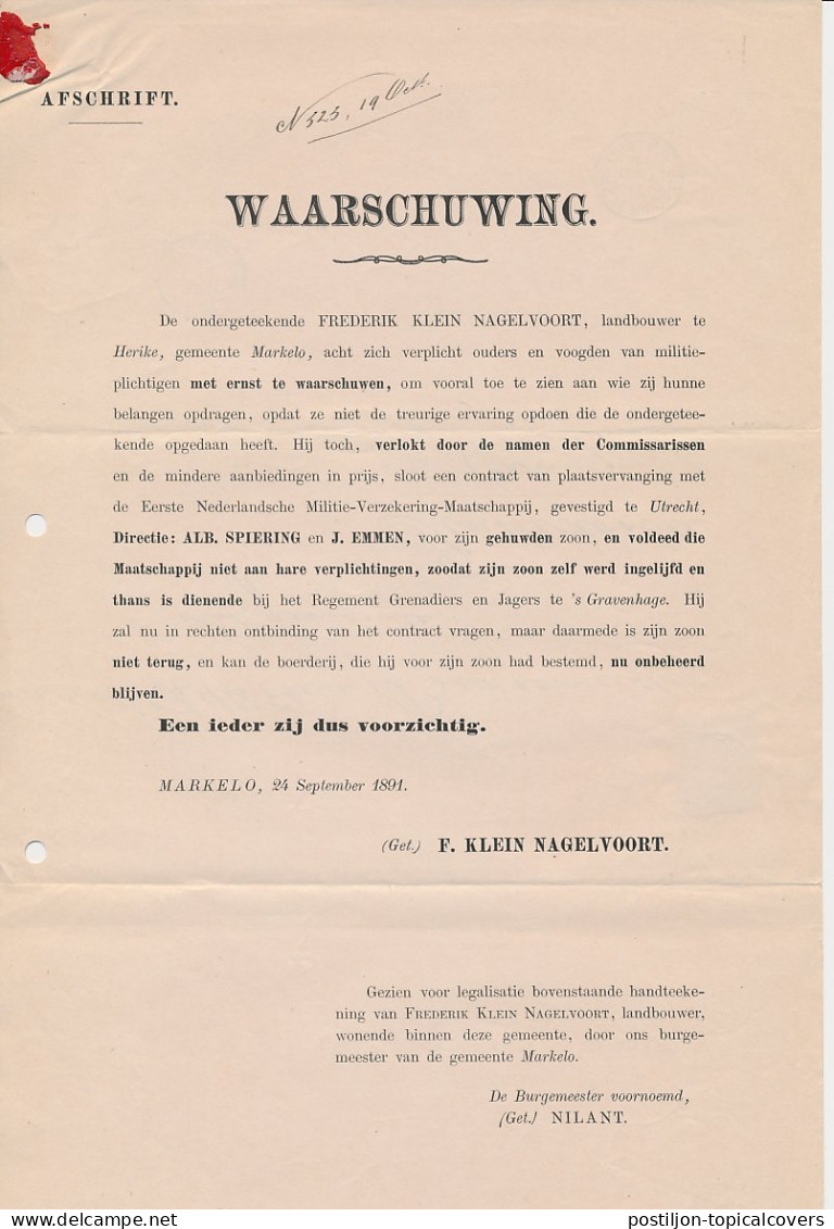 Em. 1876 Goor - Finsterwolde - Compleet Drukwerk / Waarschuwing - Covers & Documents