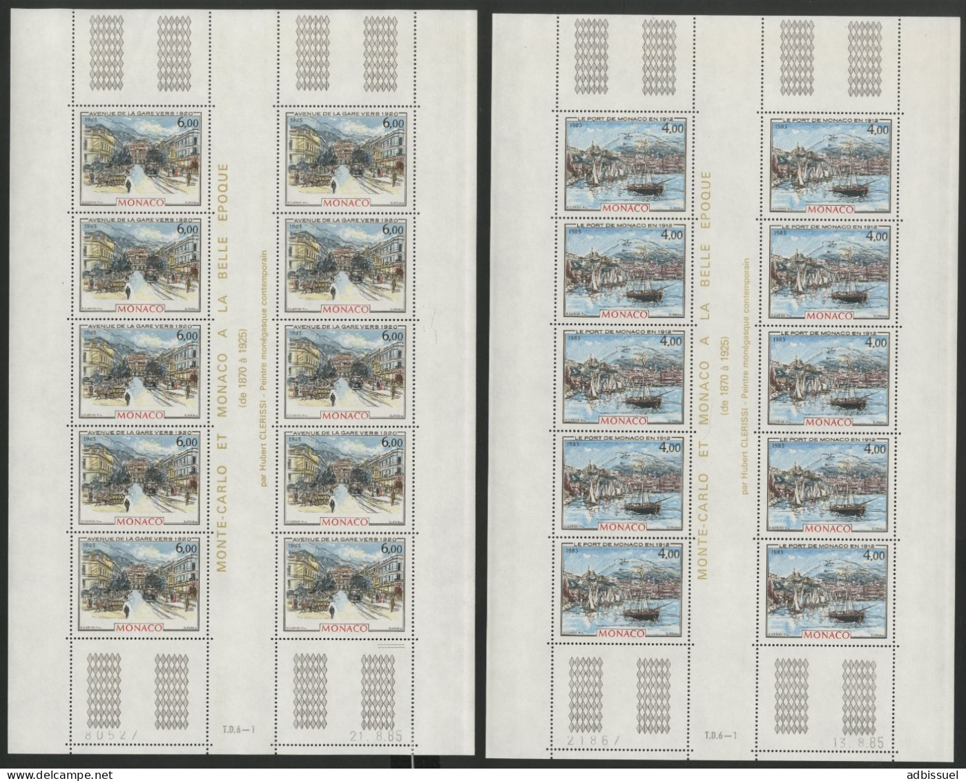 MONACO N° 1492 + 1493 En Feuilles Complètes De 10 Ex. Neuves ** (MNH) Avec Coin Daté Voir Suite - Nuevos