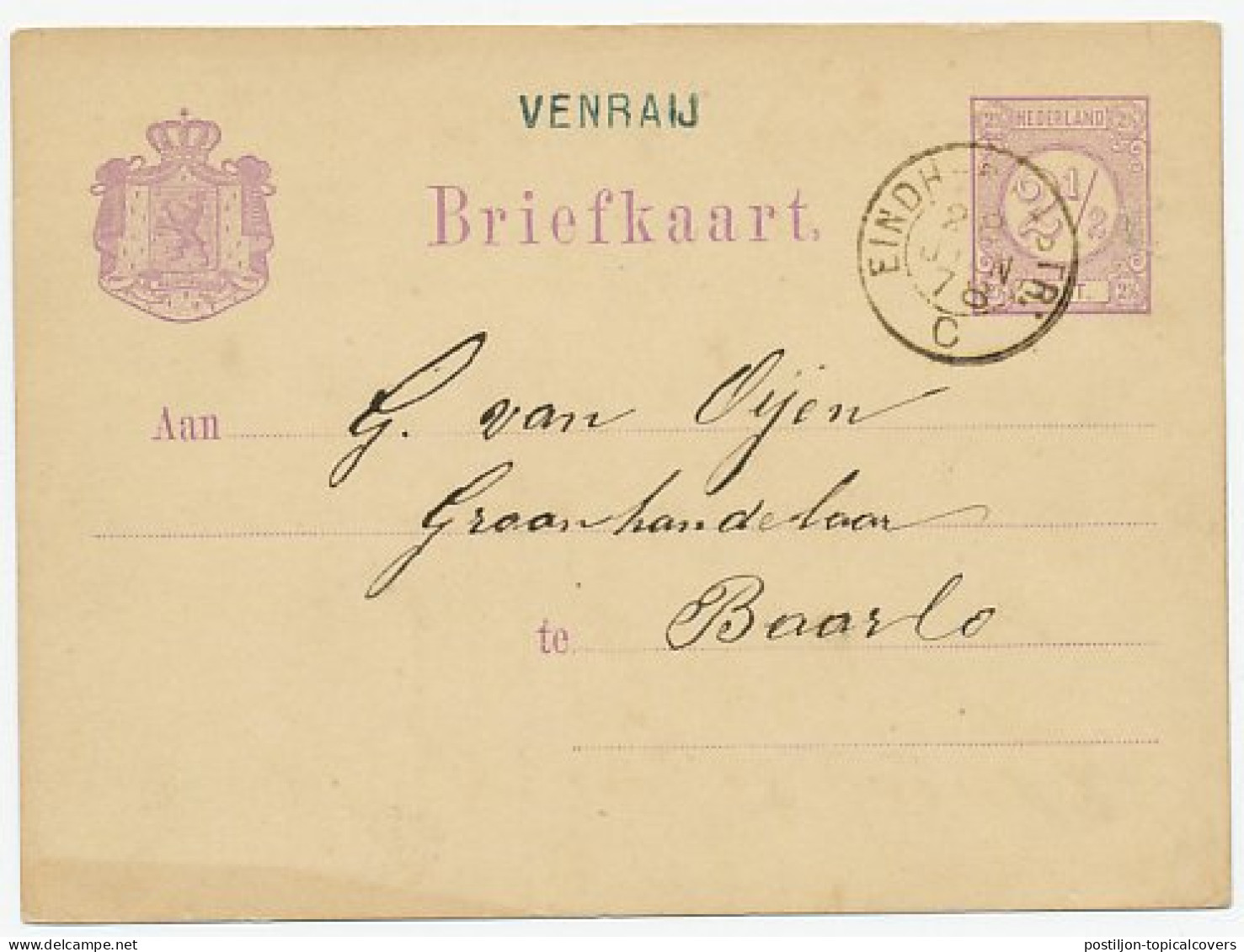 Naamstempel Venraij 1878 - Cartas & Documentos