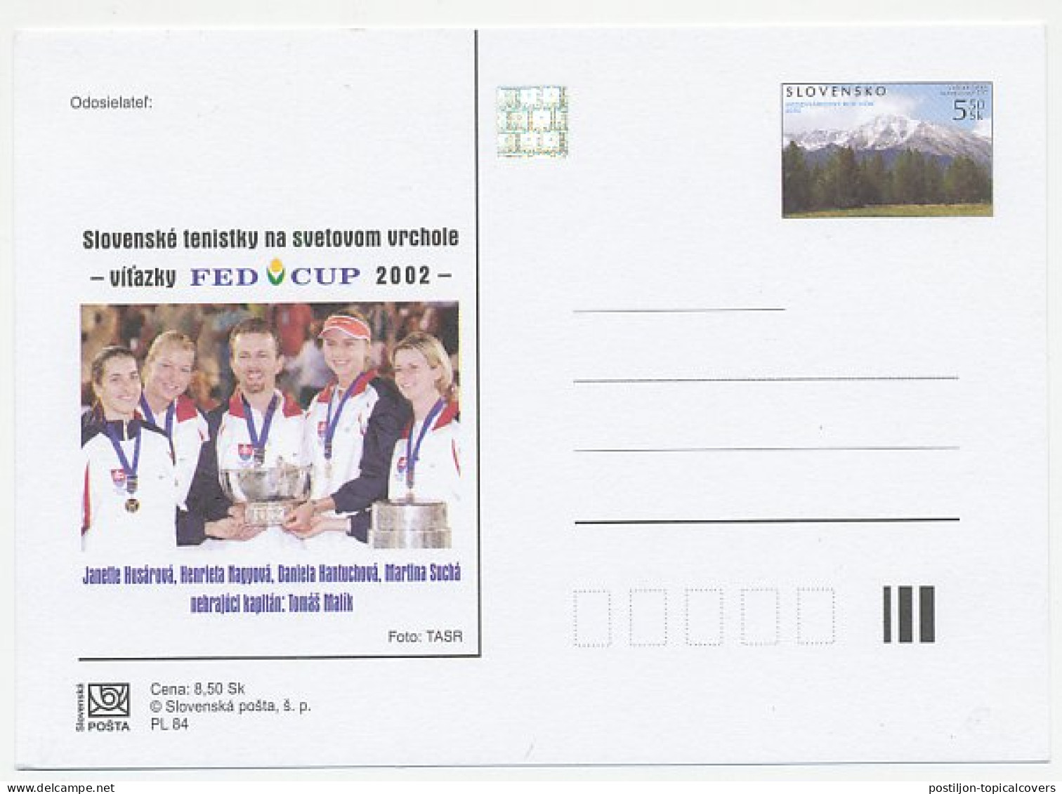 Postal Stationery Slovakia 2002 Tennis - FED Cup - Autres & Non Classés
