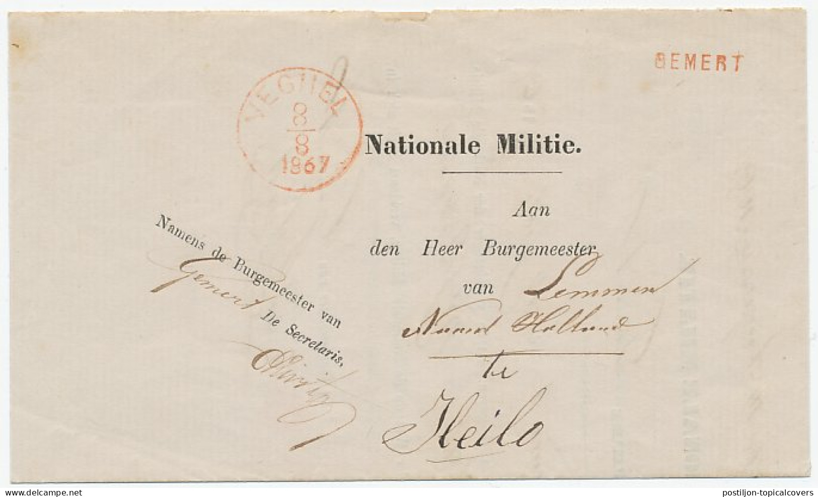 Naamstempel Gemert 1867 - Brieven En Documenten