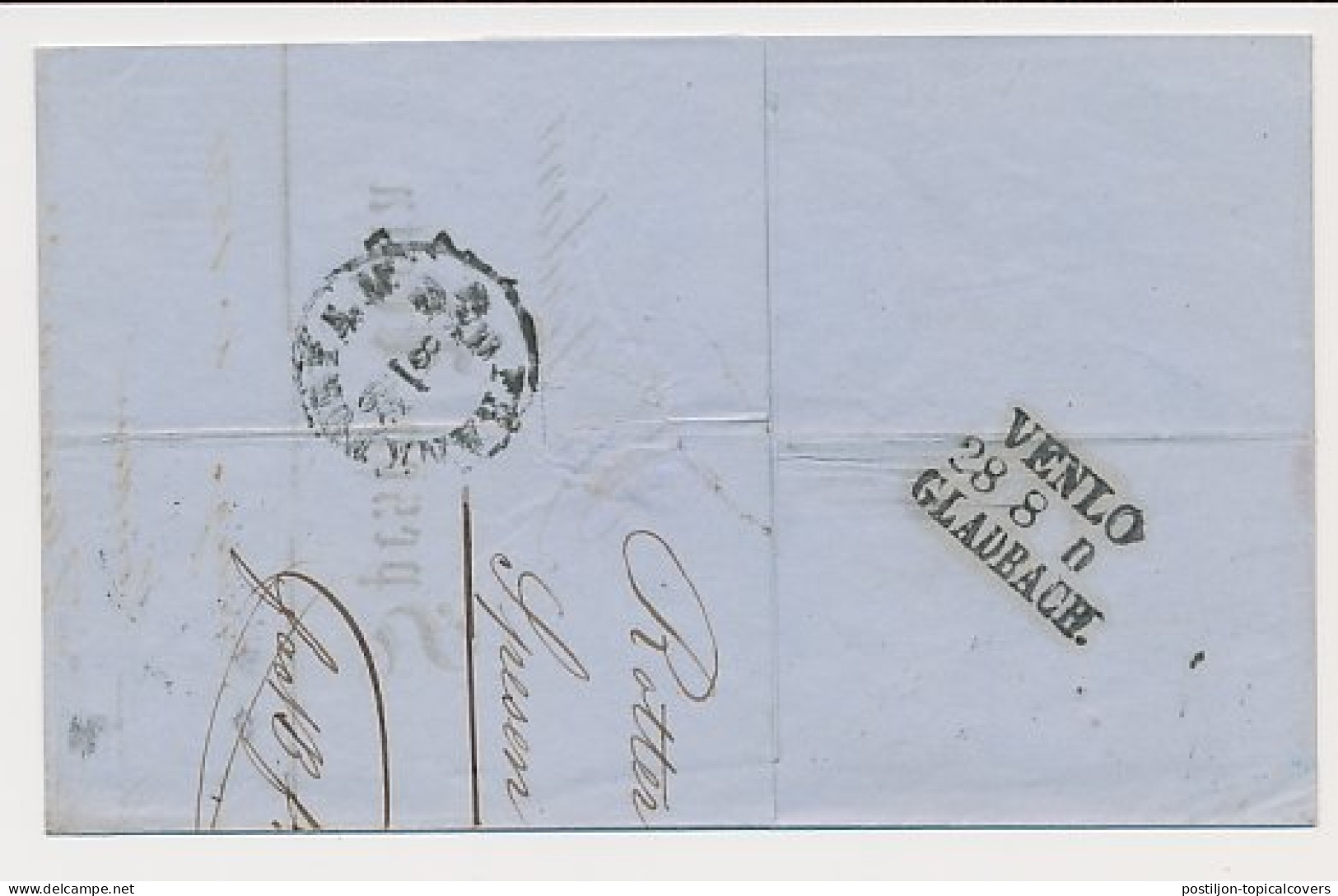 Rotterdam - Treinstempel Venlo - Gladbach - Duitsland 1870 - Lettres & Documents