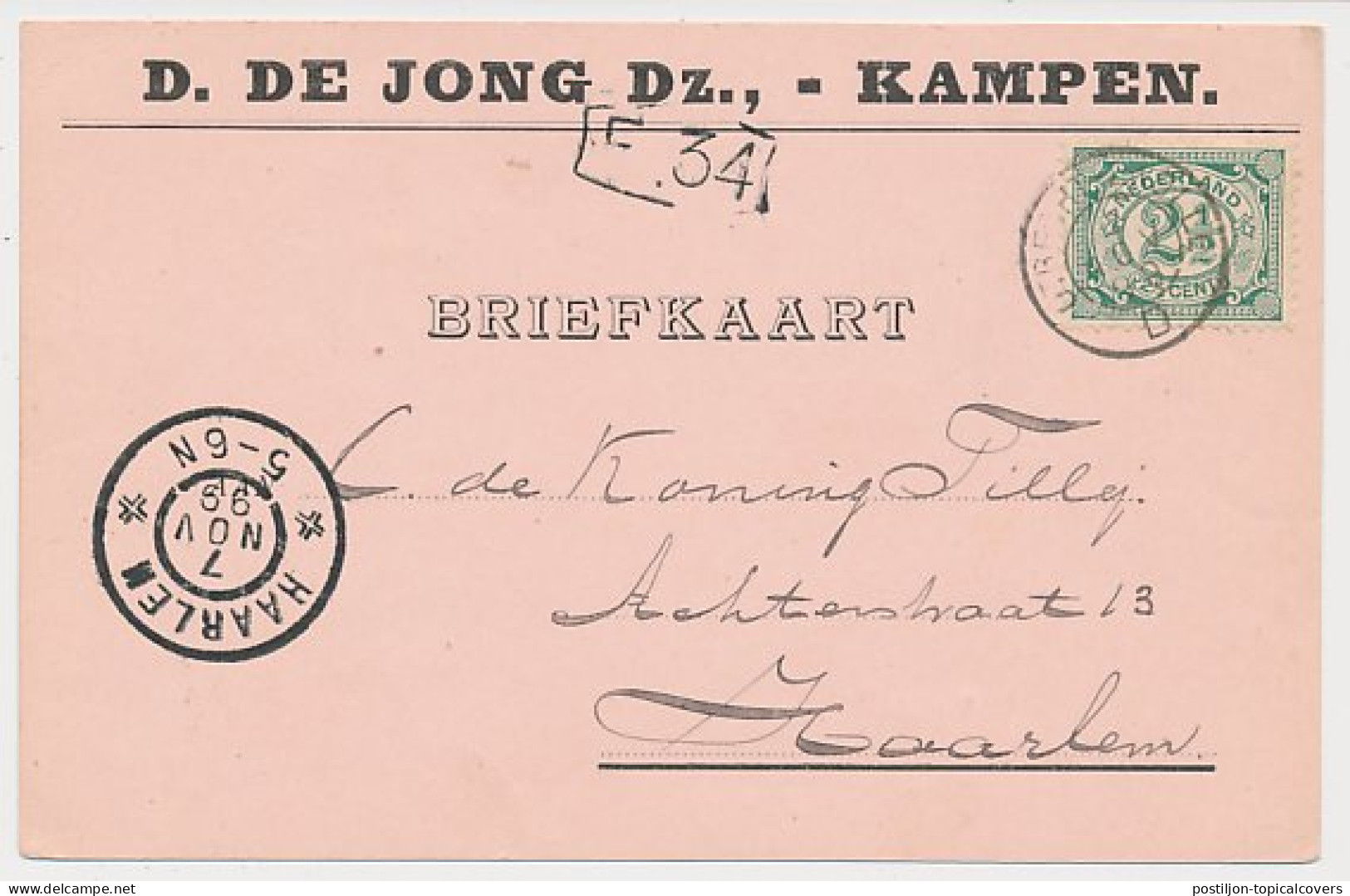 Firma Briefkaart Kampen 1899 - D. De Jong Dz. - Non Classés