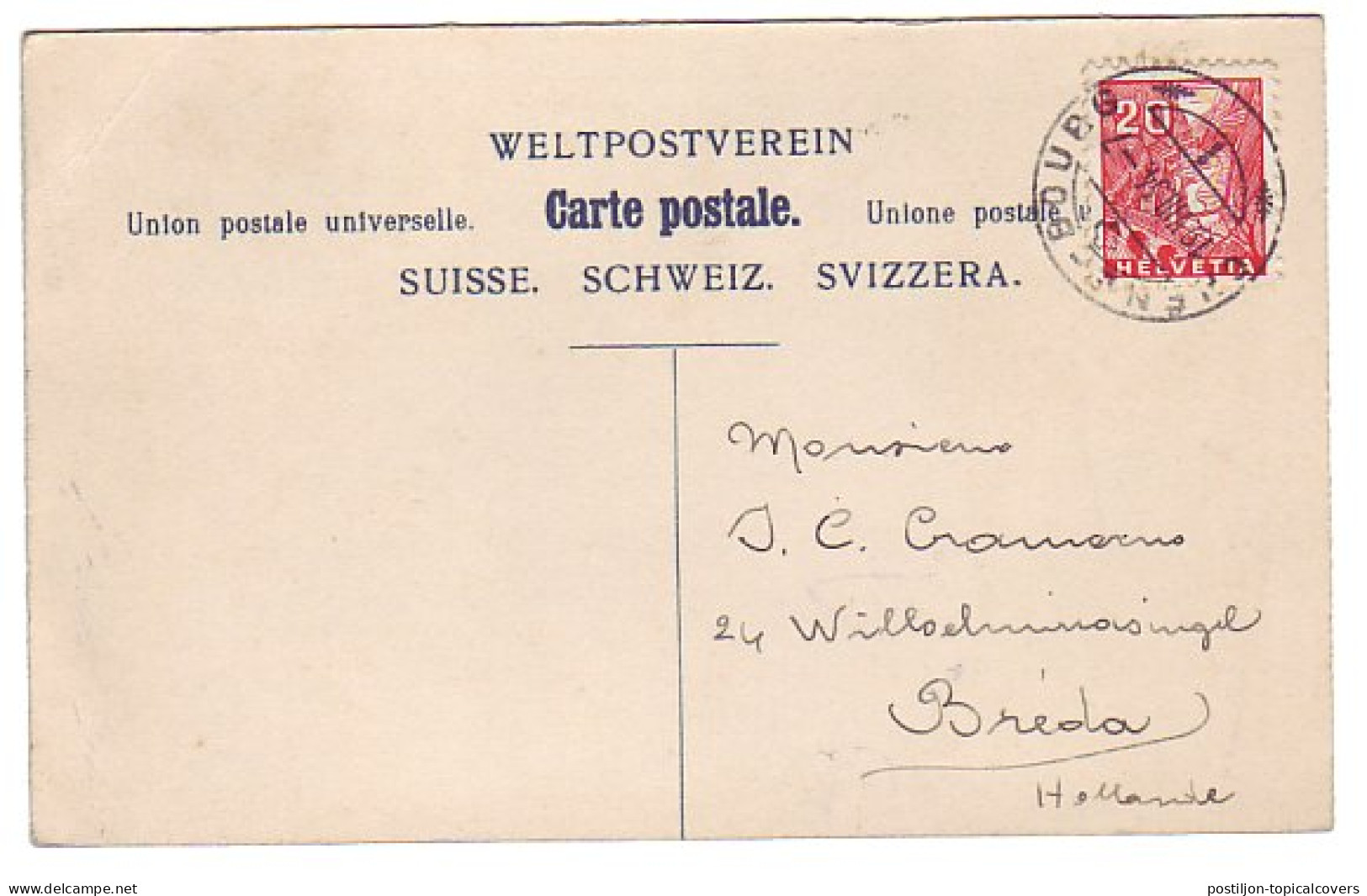 Picture Postcard Switzerland 1934 Stamps Helvetia - Other & Unclassified