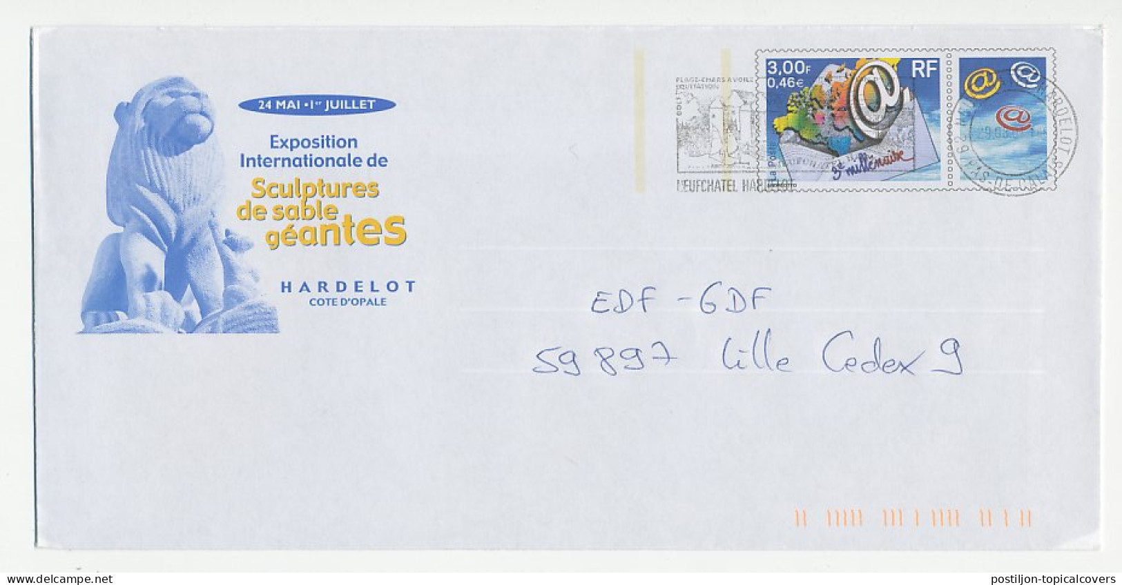 Postal Stationery / PAP France 2001 Sand Sculptures - Exhibition - Lion - Skulpturen