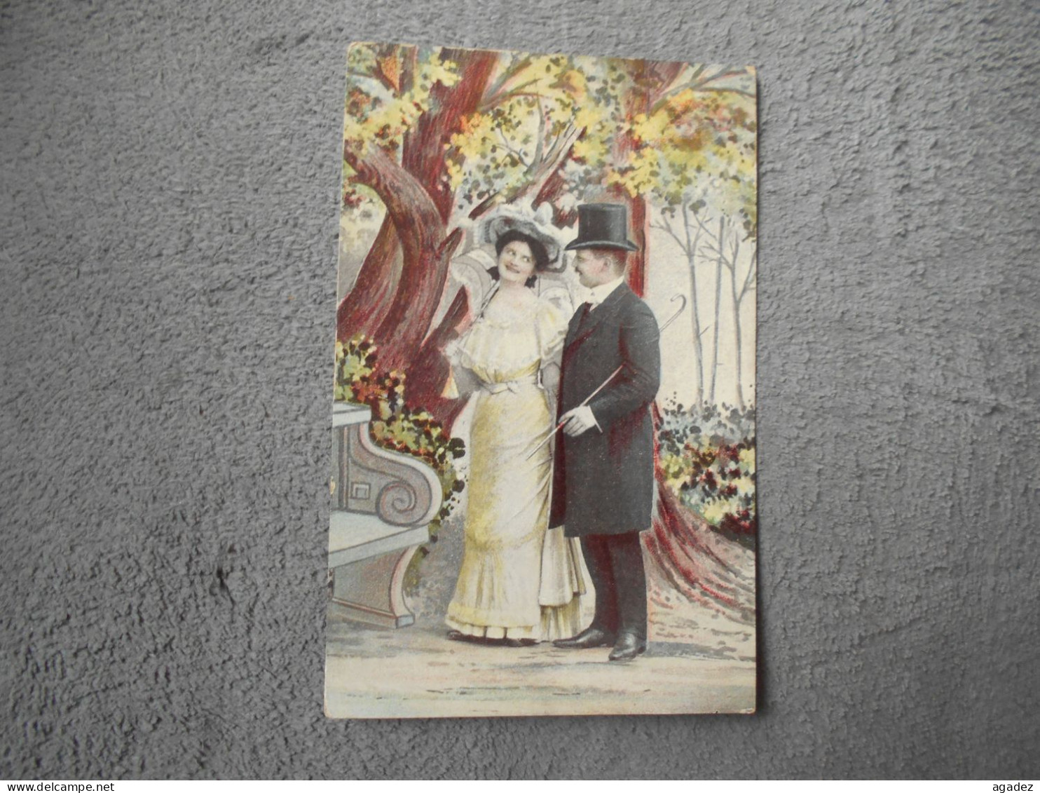 Cpa Fantaisie Couple Chapeaux 1908 - Couples