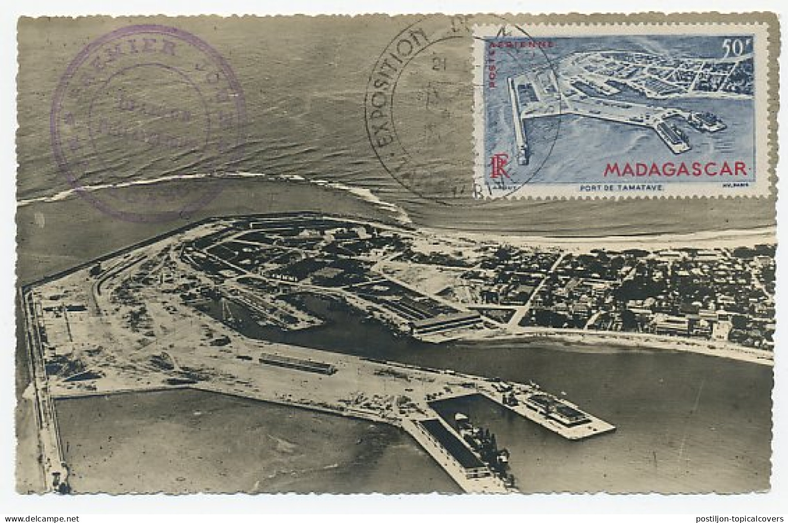 Maximum Card Madagascar 1952 Harbor - Tamatave - Boten