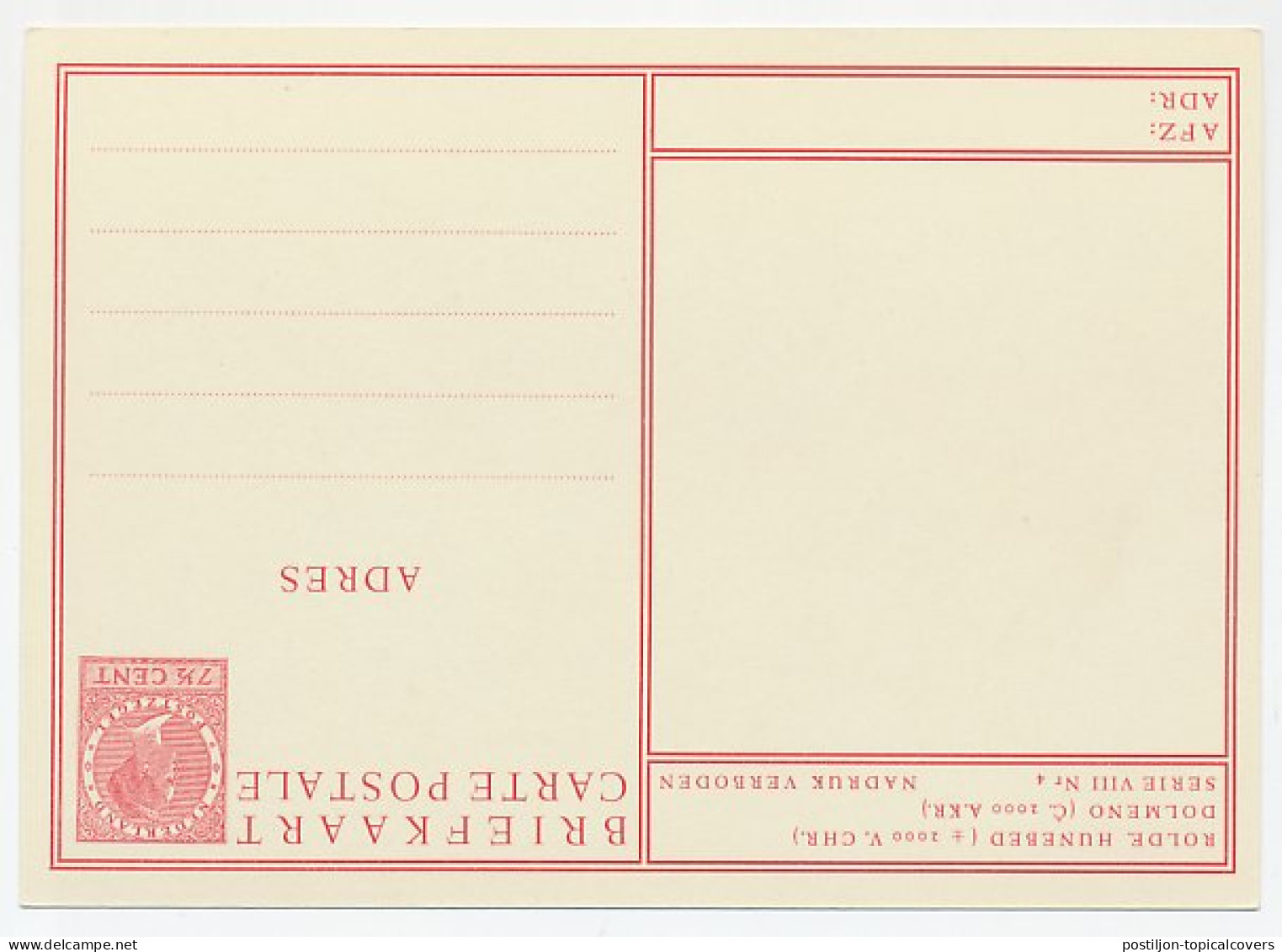 Postal Stationery Netherlands 1937 - Reversed Backside Dolmen - Megalith - Rolde  - Vor- Und Frühgeschichte
