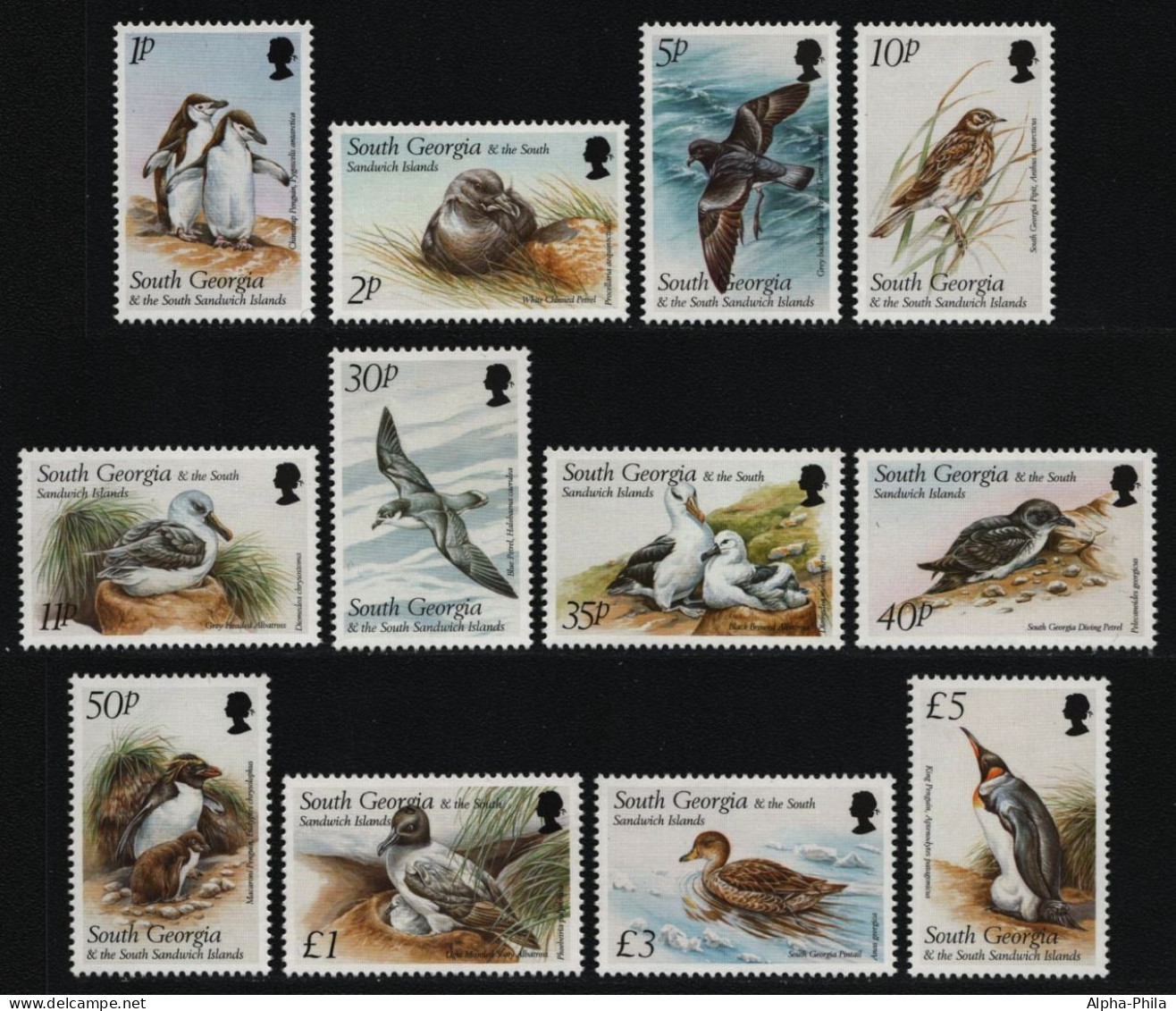 Süd-Georgien 1999 - Mi-Nr. 289-300 ** - MNH - Vögel / Birds (I) - Südgeorgien