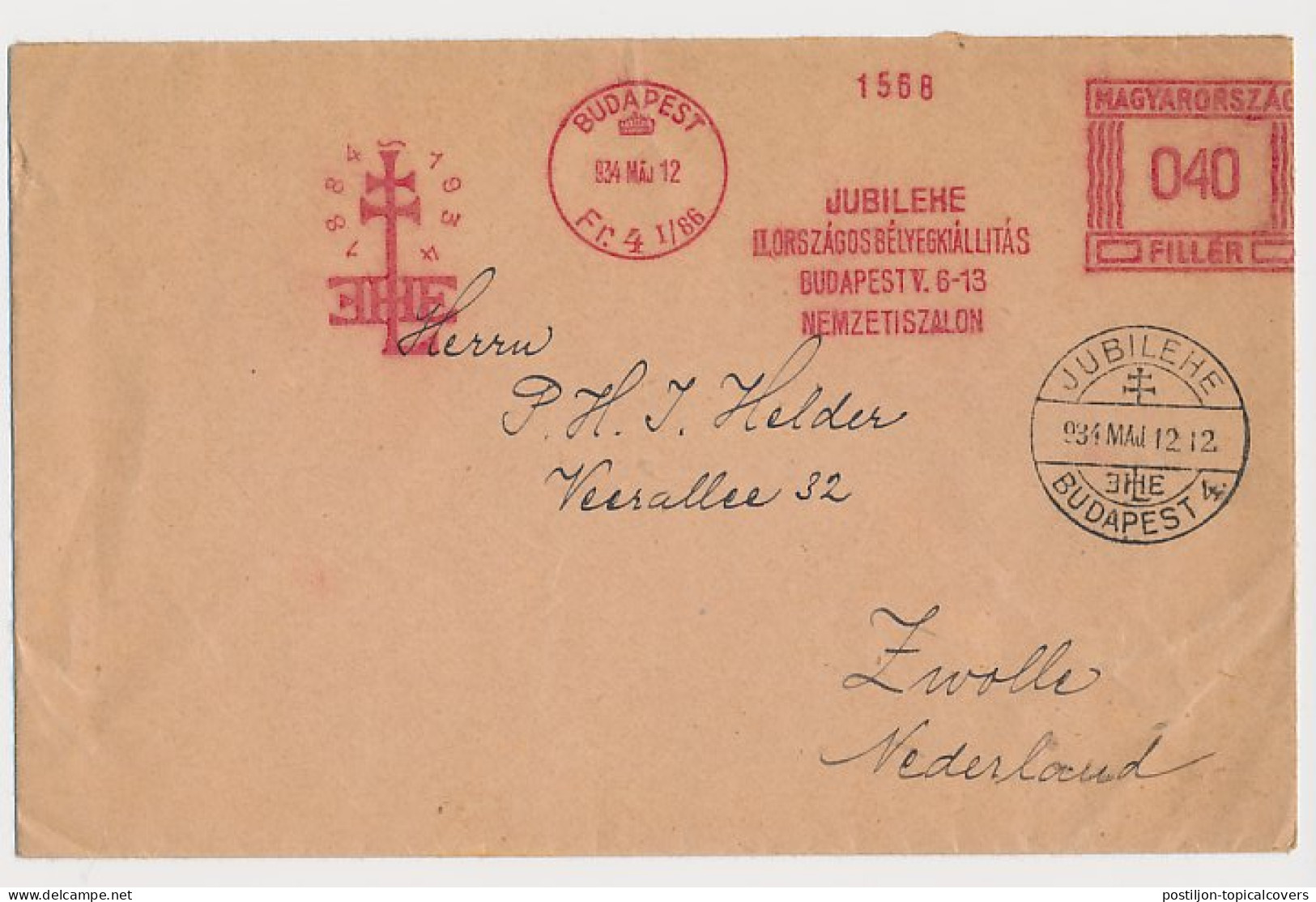 Meter Cover Hungary 1934 L.E.H.E. - Stamp Exhibition - Cross - Altri & Non Classificati