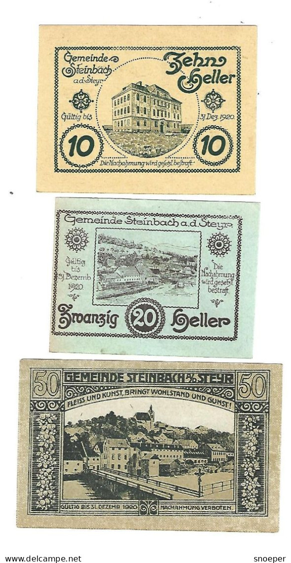 **Austria Notgeld Steinbach A/d Steyr  Serie Compleet  1025a Cat Val 3 Euro - Austria