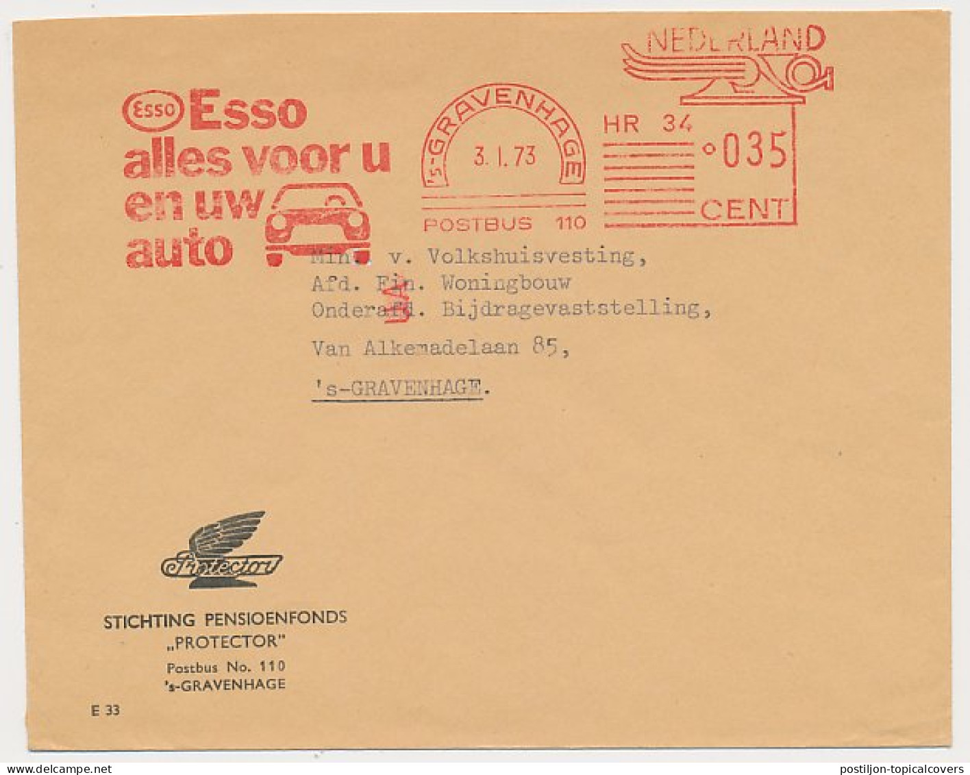 Meter Cover Netherlands 1973 Esso - Oil  - Autres & Non Classés