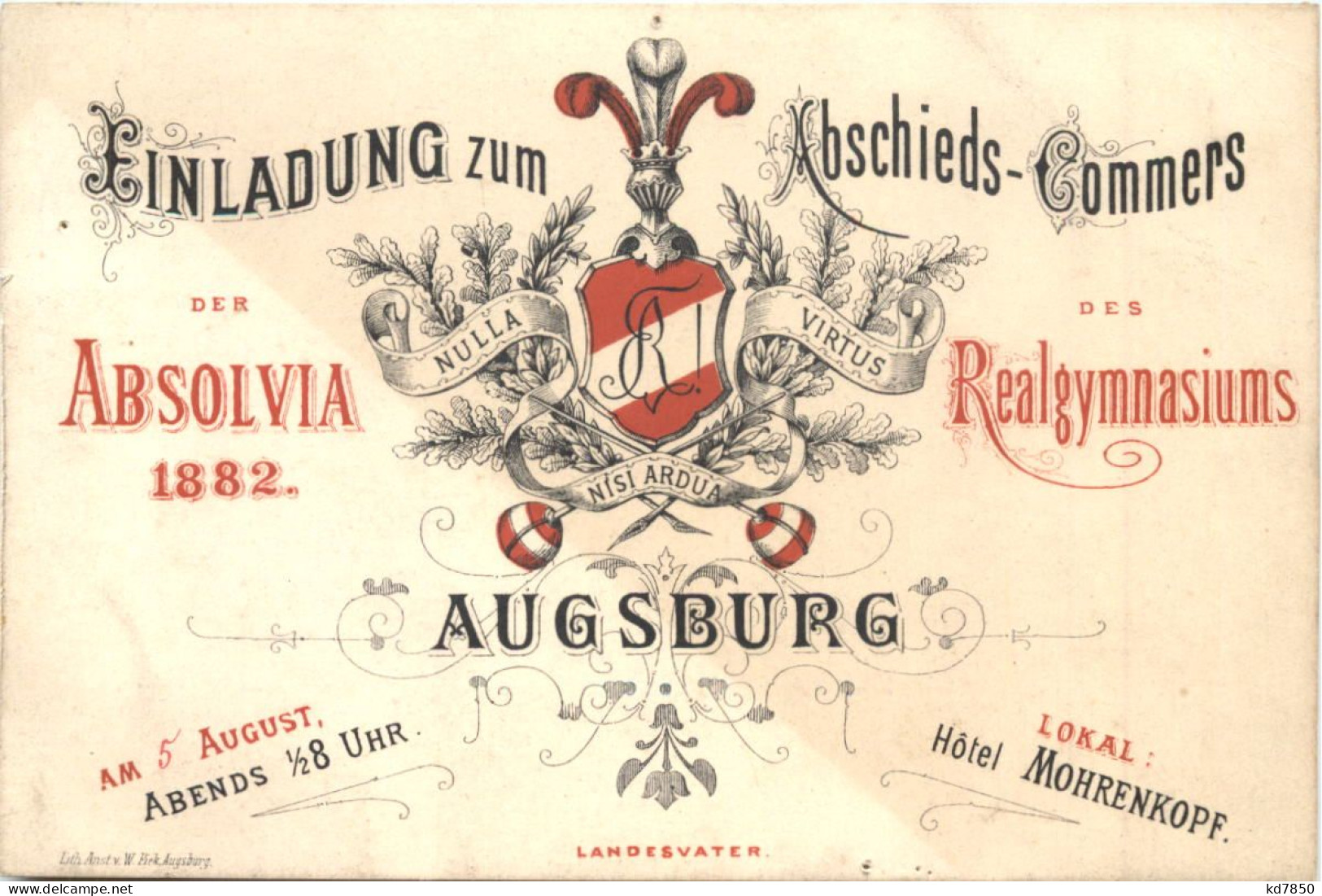Augsburg - Absolvia Realgymnasium 1882 - Studentika - Augsburg