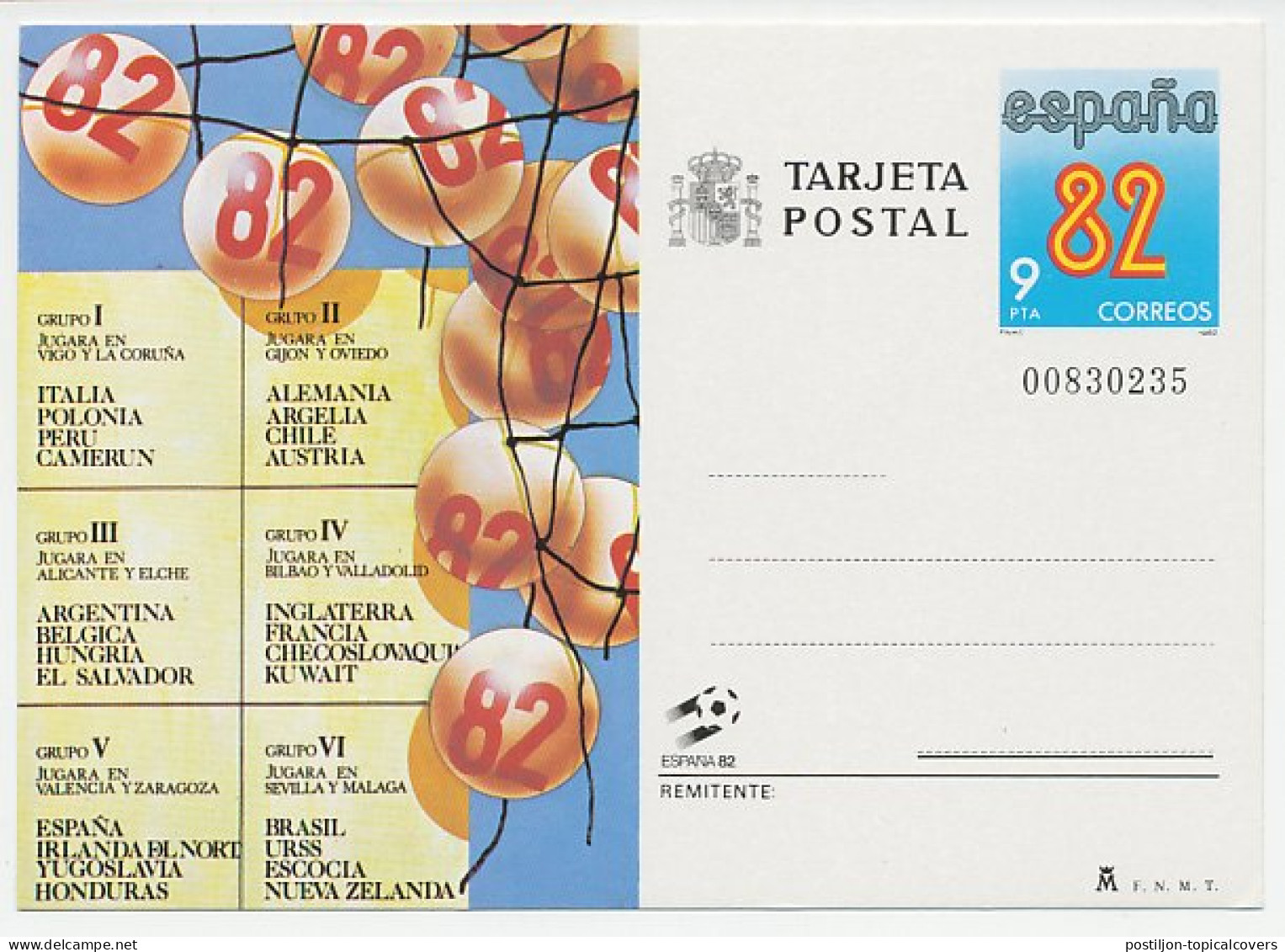 Postal Stationery Spain 1982 Football - FIFA World Cup Spain 1982 - Sonstige & Ohne Zuordnung