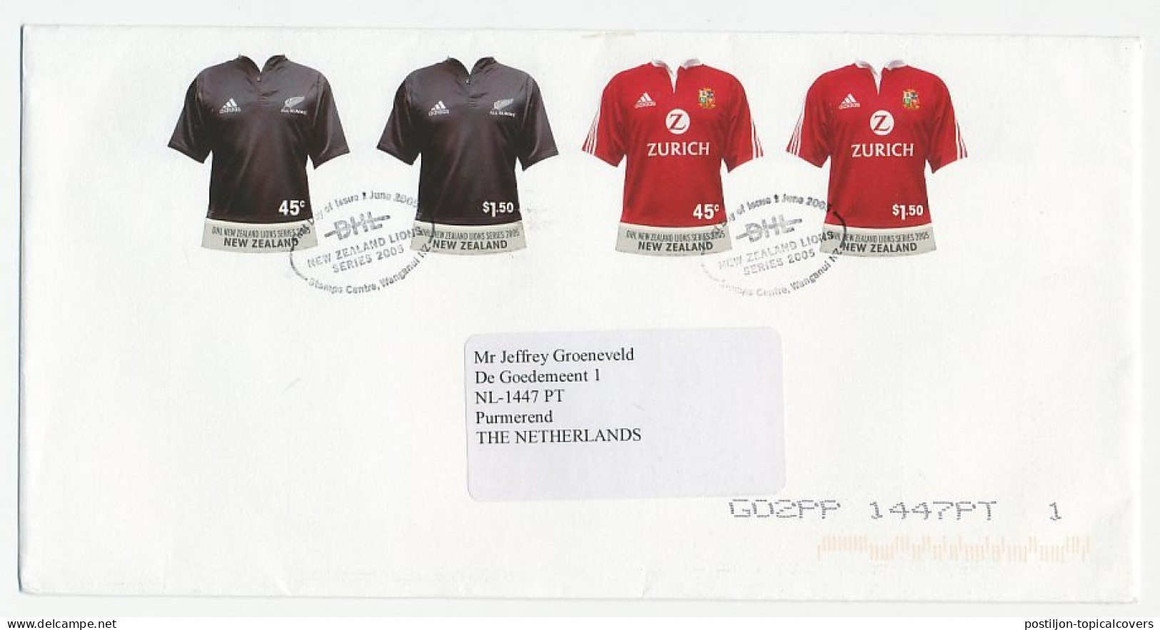 Cover / Postmark New Zealand 2005 Rugby - DHL Lions Series 2005 - Adidas - Autres & Non Classés