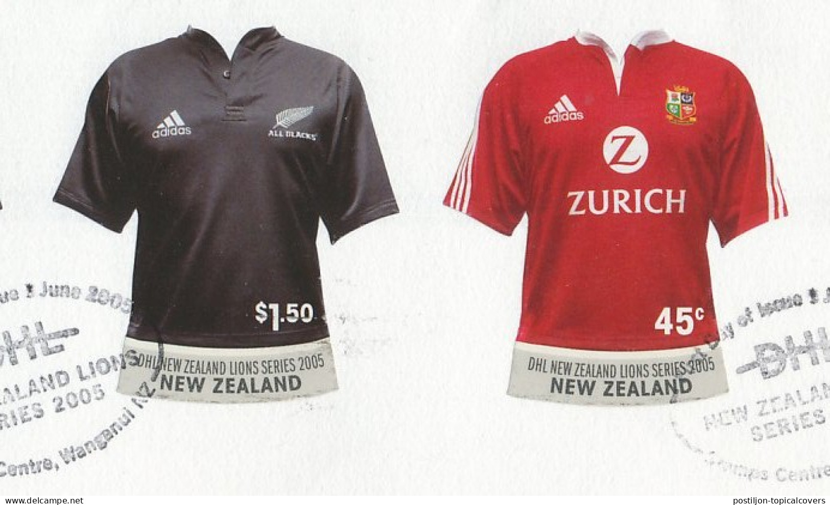 Cover / Postmark New Zealand 2005 Rugby - DHL Lions Series 2005 - Adidas - Andere & Zonder Classificatie