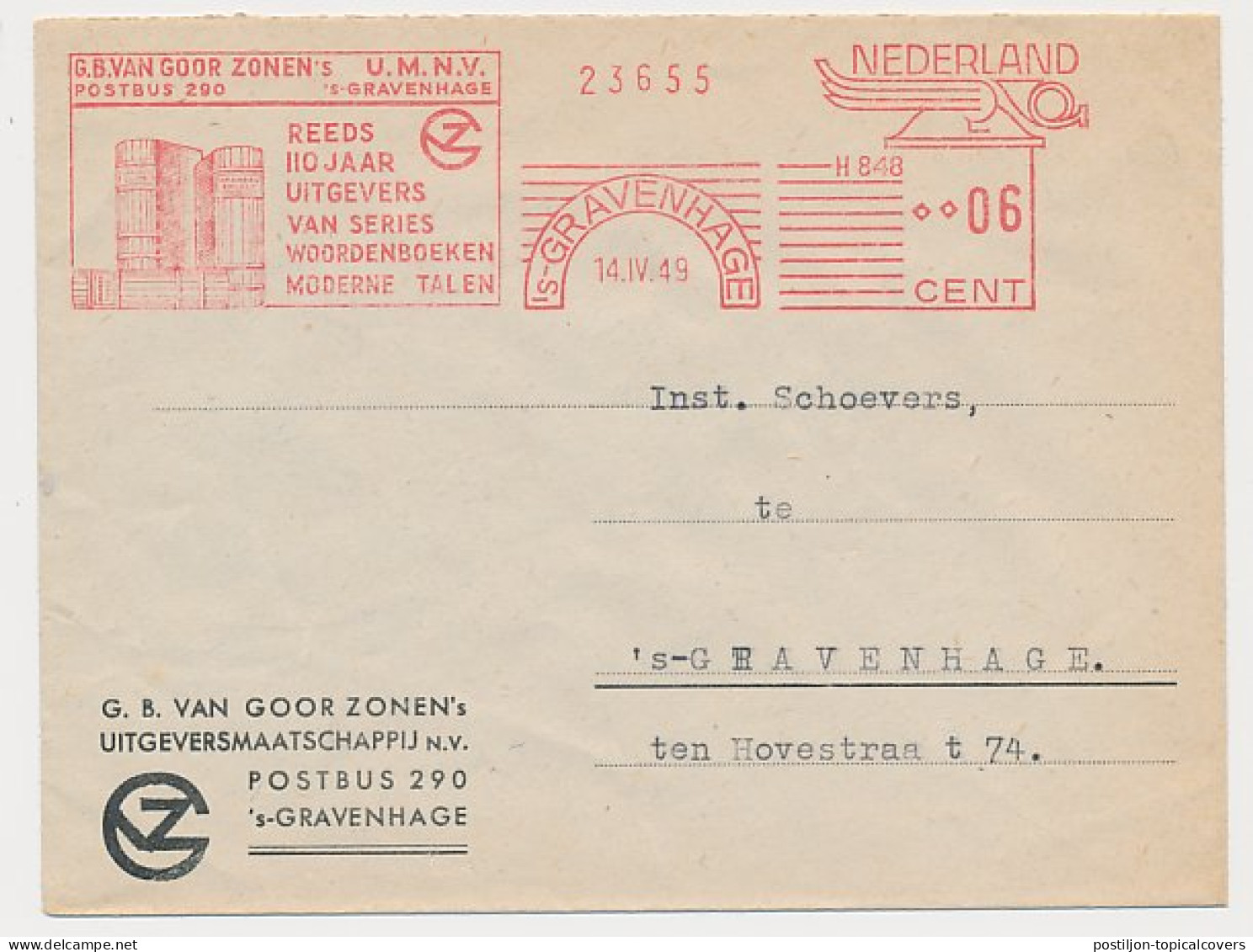Meter Cover Netherlands 1949 Dictionaries - Modern Languages - Books - Unclassified