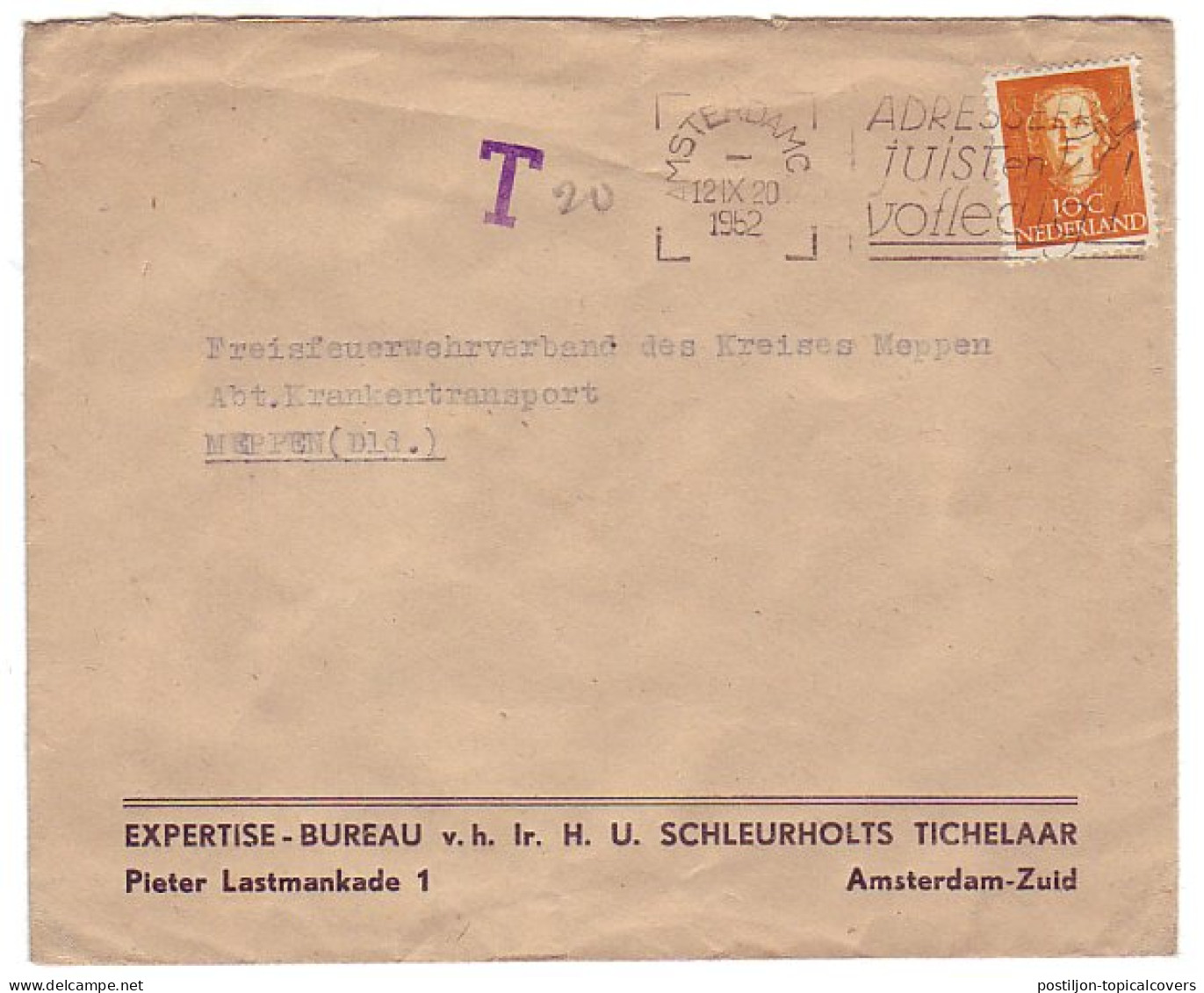 Em. En Face Amsterdam - Duitsland 1952 - Port / T - Sin Clasificación