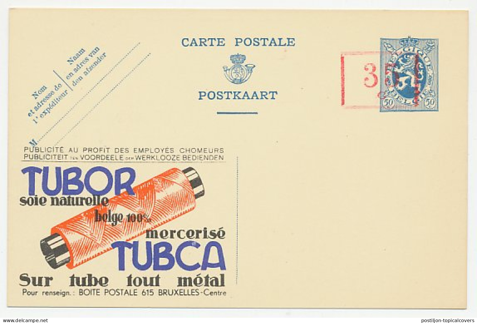 Publibel - Postal Stationery Belgium 1935 Natural Silk  - Andere & Zonder Classificatie