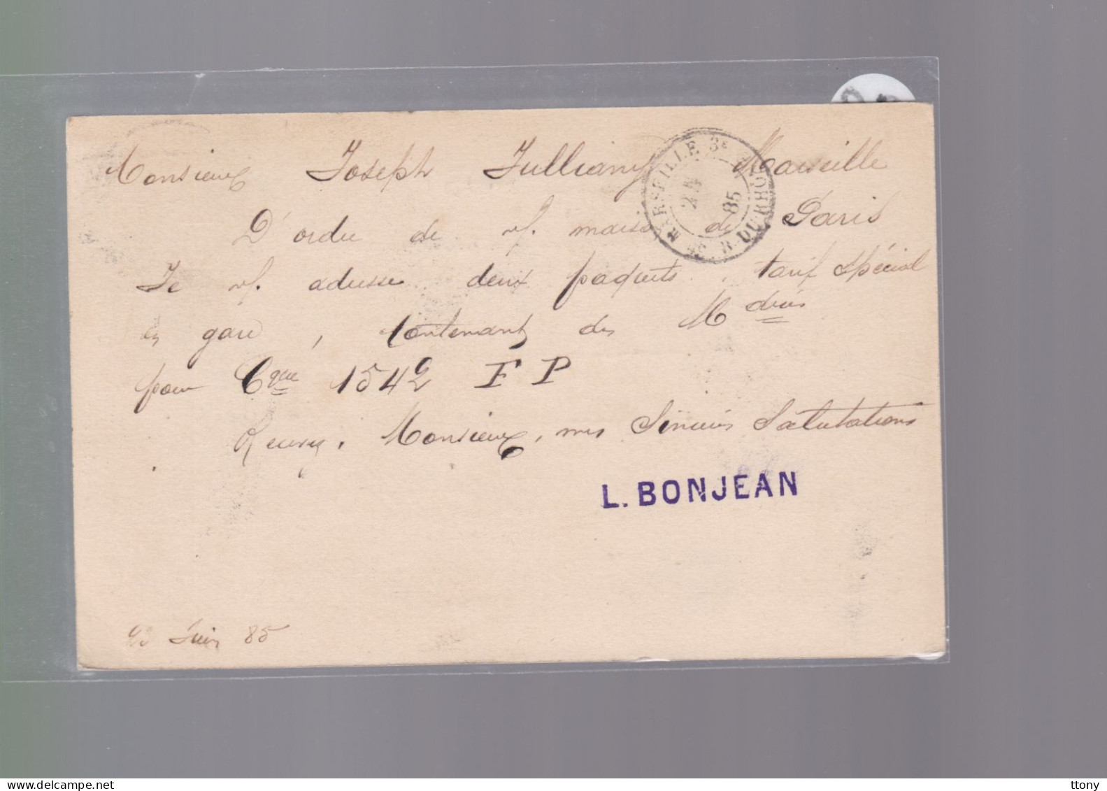 Entier Postal   10 C  Type Sage   Sur Carte Postale   Année 1885     Destination  Marseille - 1877-1920: Semi Modern Period