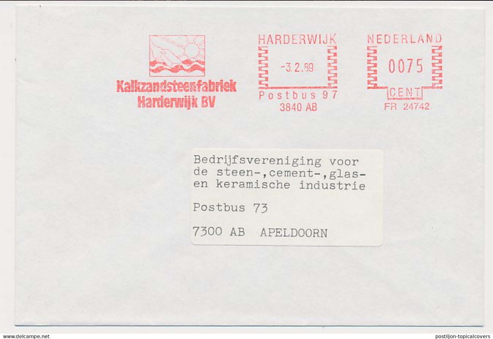 Meter Cover Netherlands 1989 Sand-lime Brick - Sun - Harderwijk - Other & Unclassified
