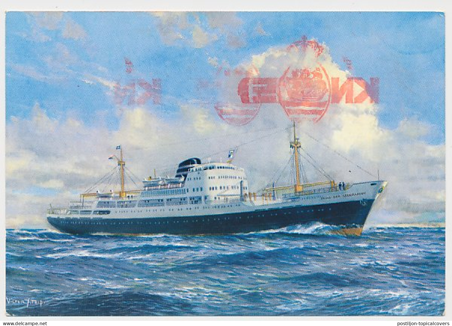 Meter Picture Postcard Netherlands 1963 KNSM - Royal Dutch Steamship Company  - Schiffe