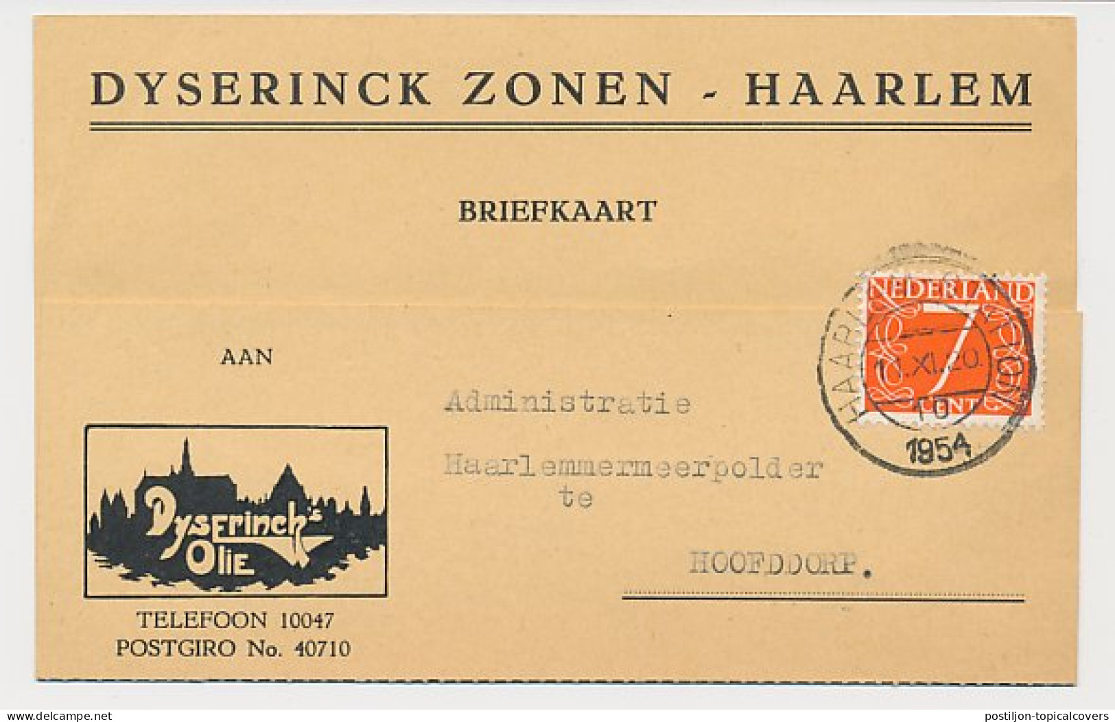 Firma Briefkaart Haarlem 1954 - Olie - Unclassified