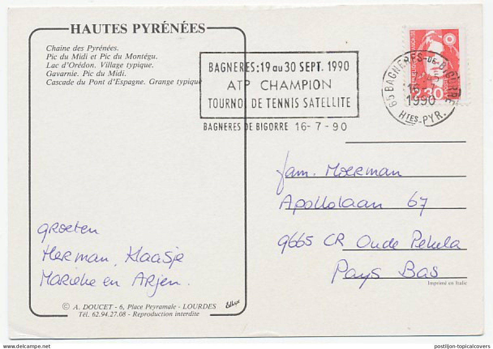 Postcard / Postmark France 1990 Tennis Tournament - Autres & Non Classés