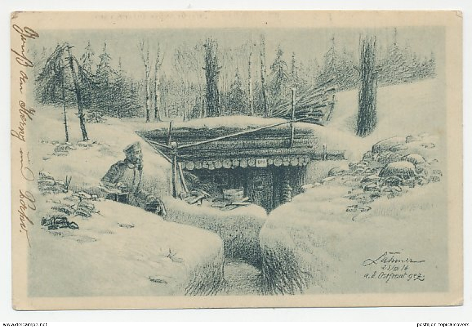 Fieldpost Postcard Germany 1916 Eastern Front - Winter - WW1