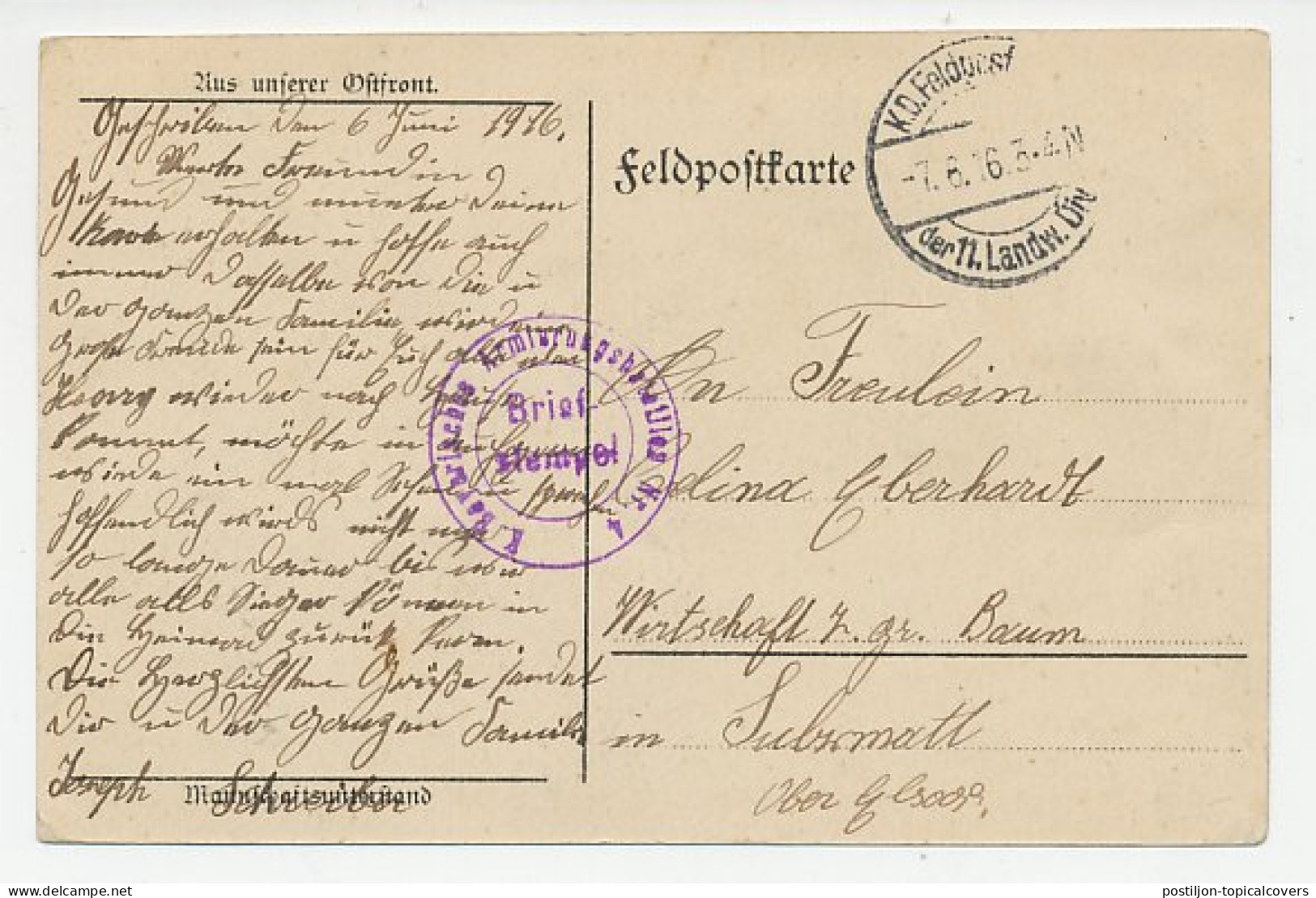 Fieldpost Postcard Germany 1916 Eastern Front - Winter - WW1