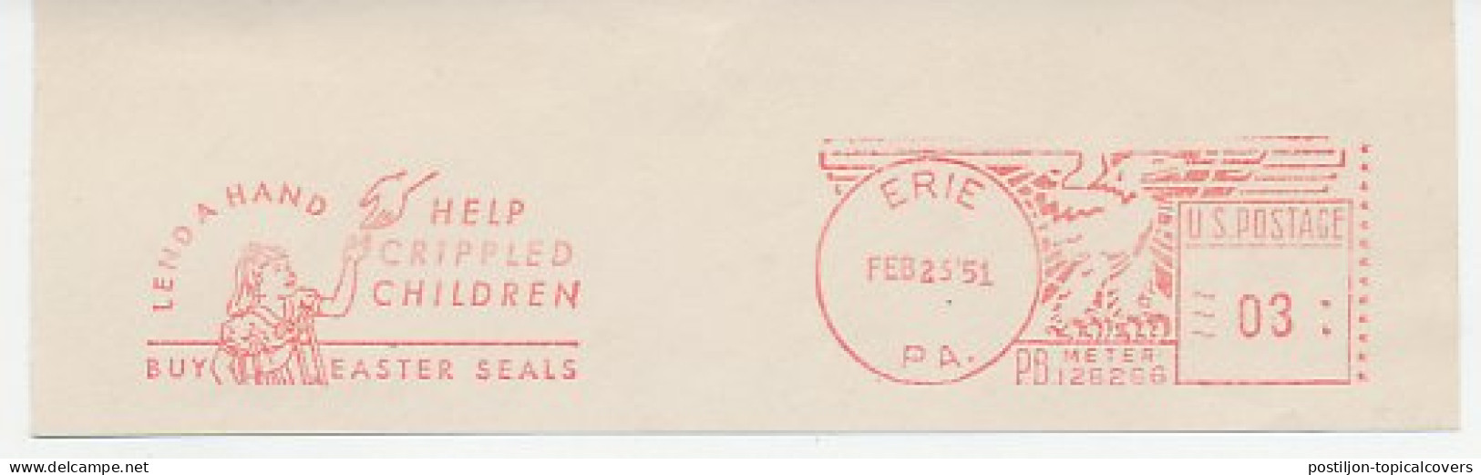 Meter Cut USA 1951 Crippled Childeren - Easter Seals - Handicap
