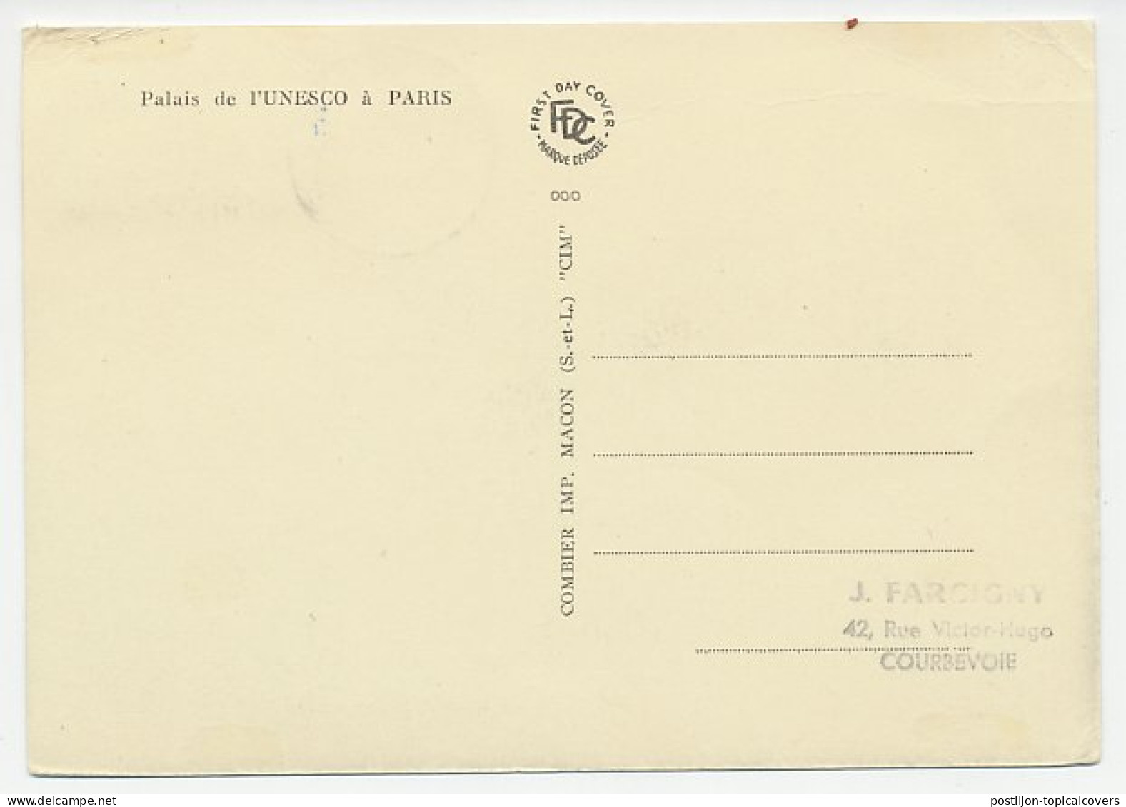 Maximum Card France 1958 UNESCO - Palace - VN