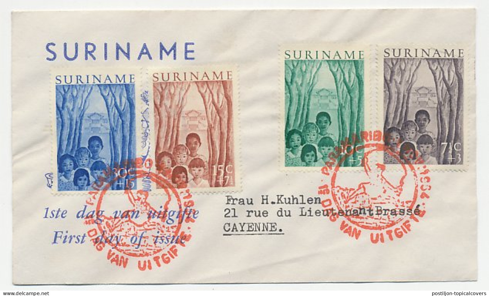Cover / Postmark Suriname 1954 Youth Work Evangelical Brotherhood - Andere & Zonder Classificatie