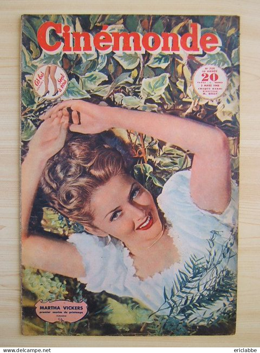 Cinémonde N°709 Du 02 Mars 1948 Marthe Vickers - Ella Raines - Jacqueline Pagnol Ex-Bouvier - Kino/Fernsehen