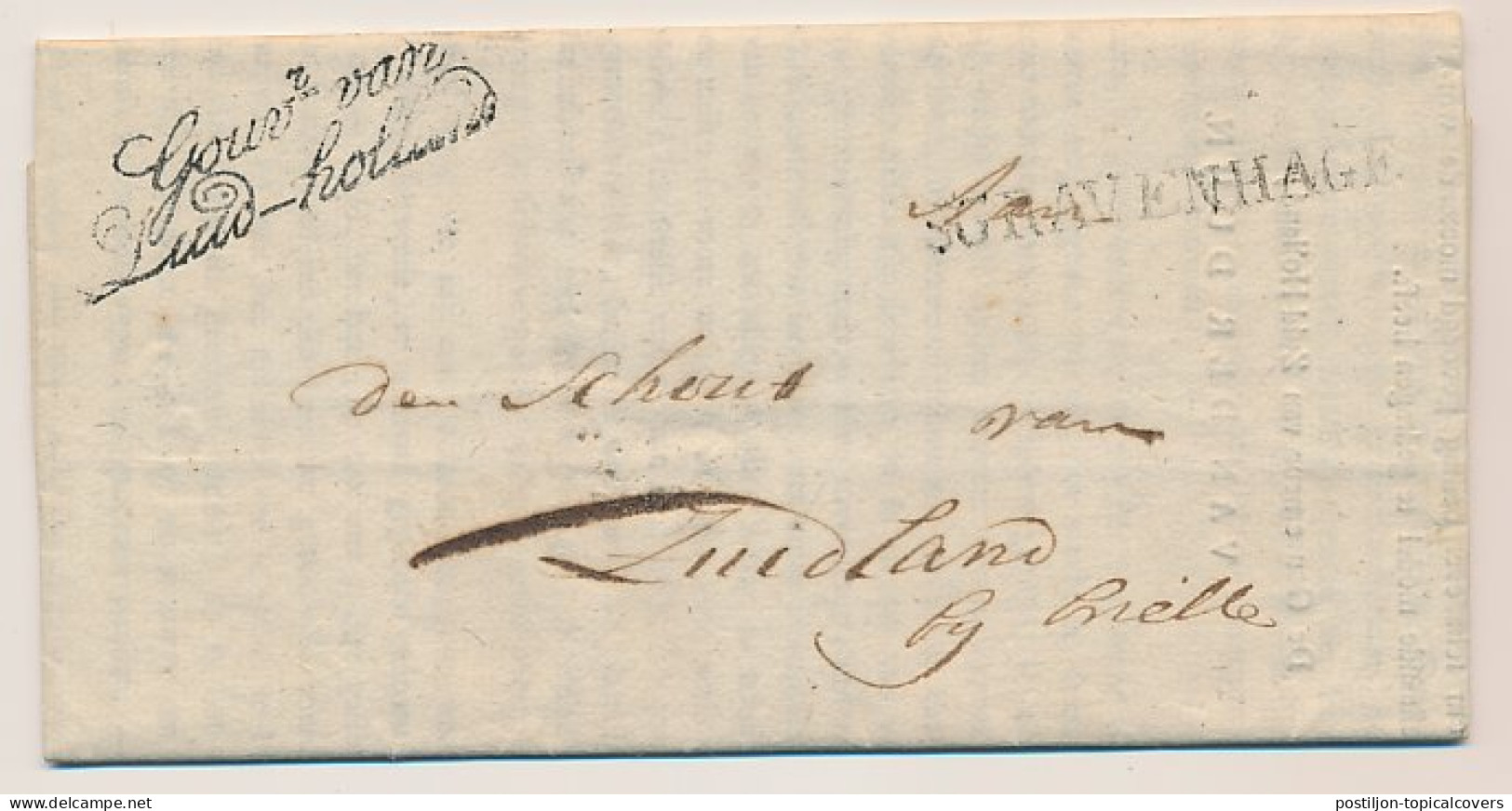 Den Haag - Zuidland Bij Brielle 1818 - Gouverneur Zuid Holland - ...-1852 Prephilately