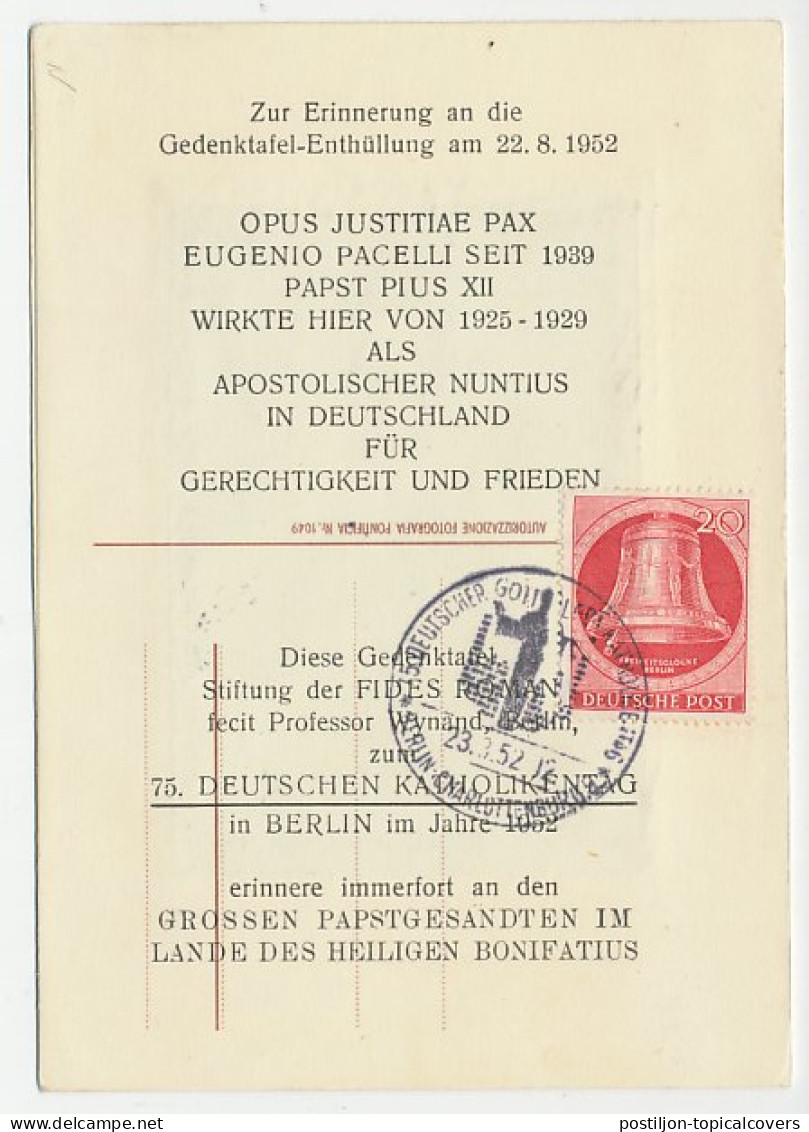 Fabrics Postcard / Postmark Germany 1952 Pope Pius XII - Otros & Sin Clasificación