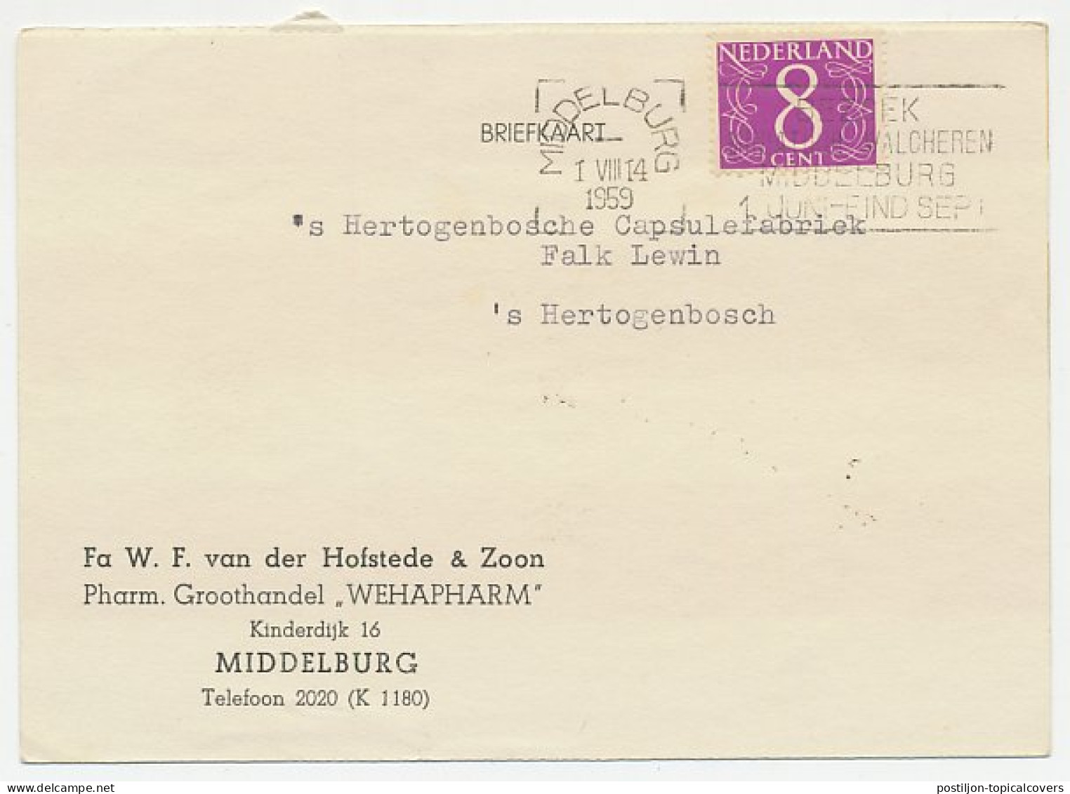 Firma Briefkaart Middelburg 1959 - Phar. Groothandel - Non Classés