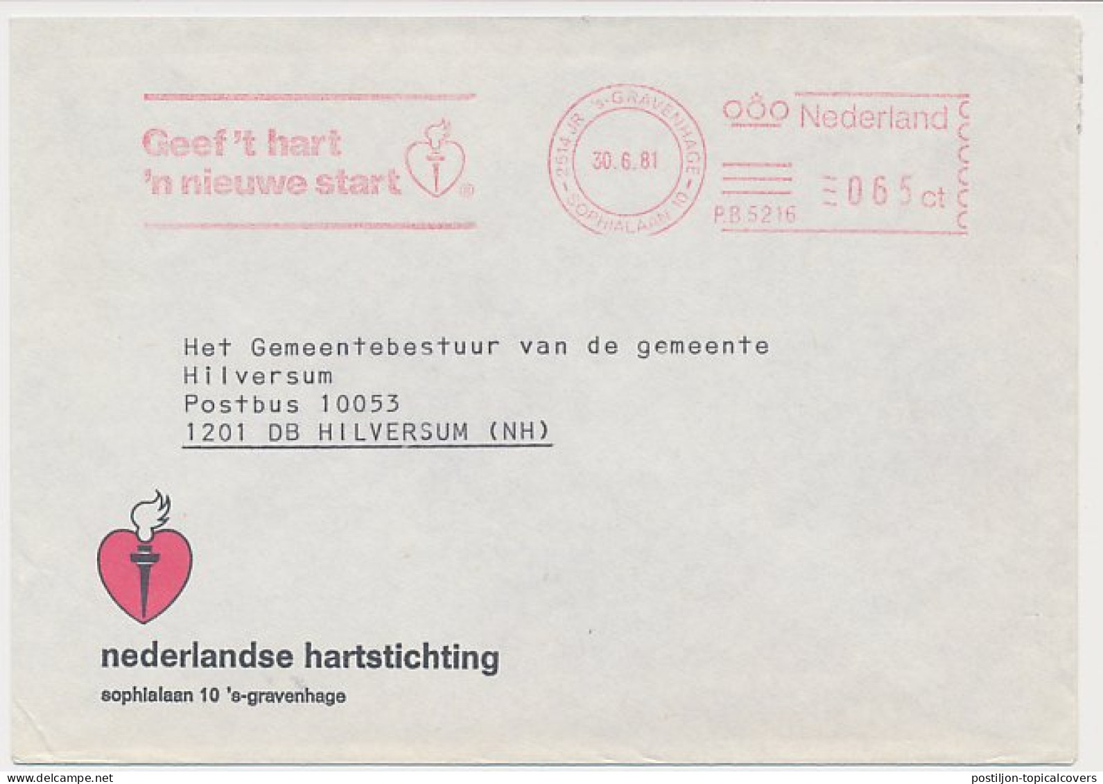 Meter Cover Netherlands 1981 Dutch Heart Foundation - Give The Heart A New Start - The Hague - Sonstige & Ohne Zuordnung