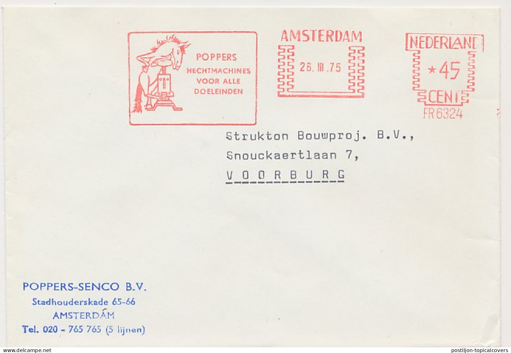 Meter Cover Netherlands 1975 Horse - Suturing Machine - Ippica