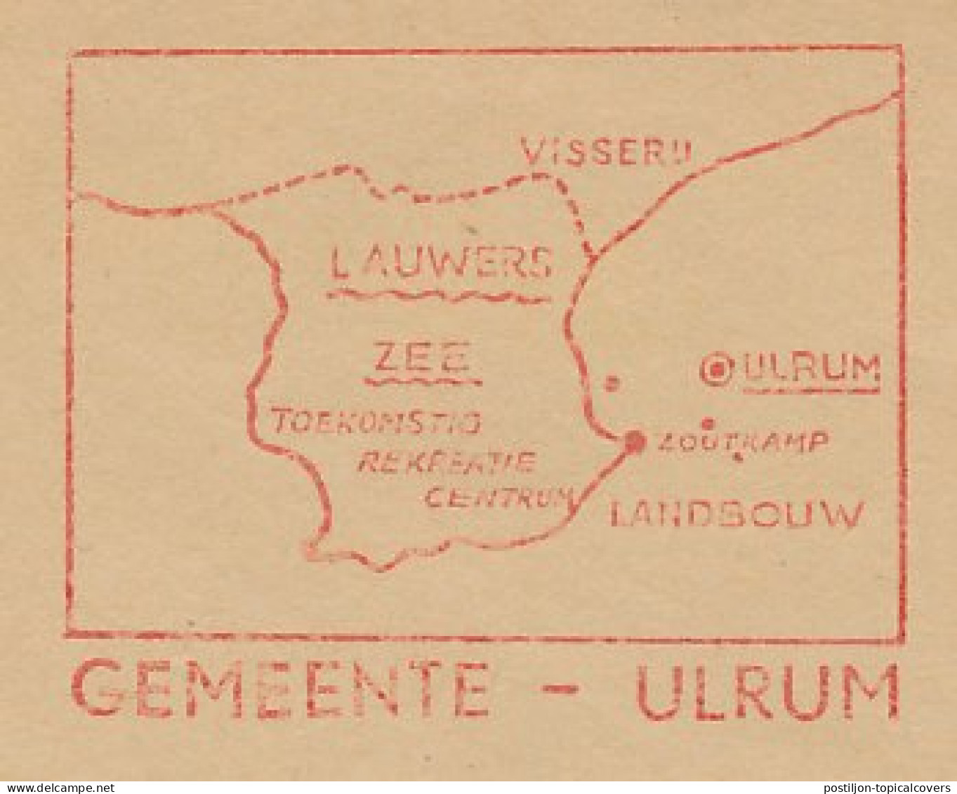 Meter Cover Netherlands 1962 Lauwers Sea - Zoutkamp - Salt - Ulrum - Non Classés