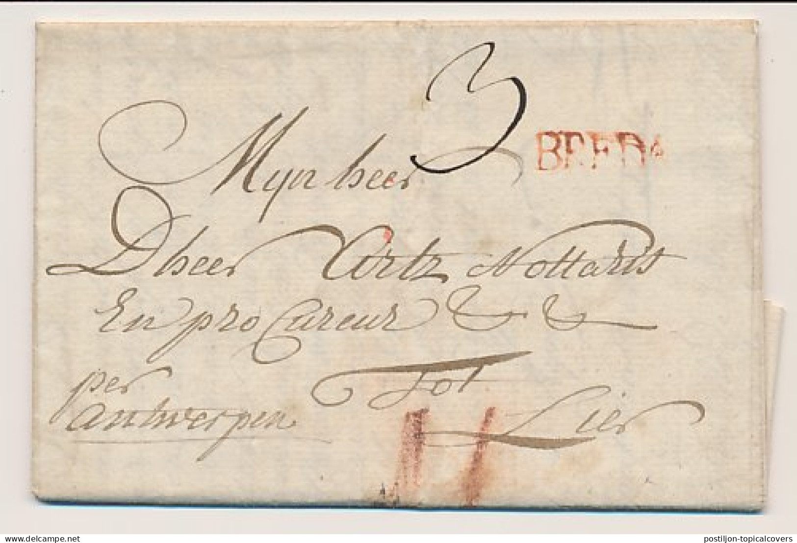 Oosterhout - Breda - Lier Belgie 1791 - Per Antwerpen - ...-1852 Voorlopers