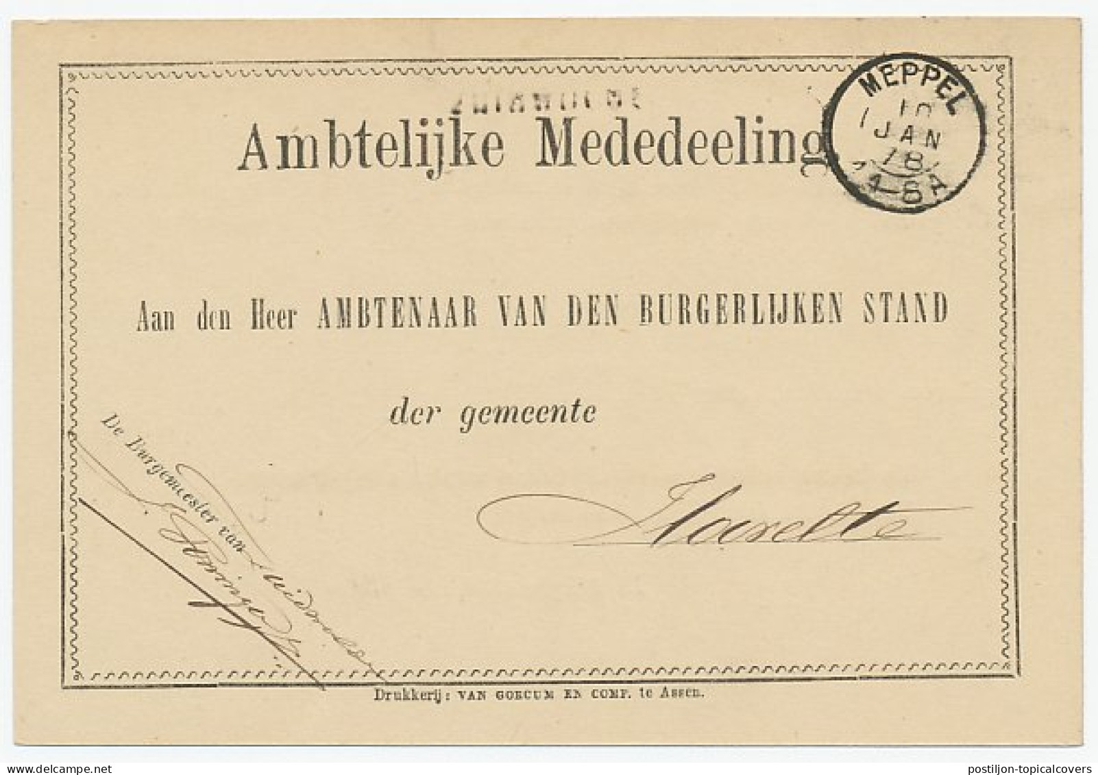 Naamstempel Zuidwolde 1878 - Covers & Documents