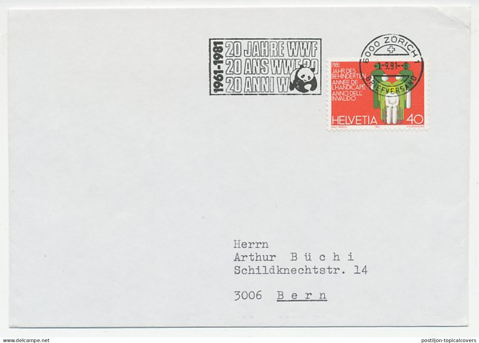 Cover / Postmark Switzerland 1981 20 Years WWF - Panda Bear - Altri & Non Classificati