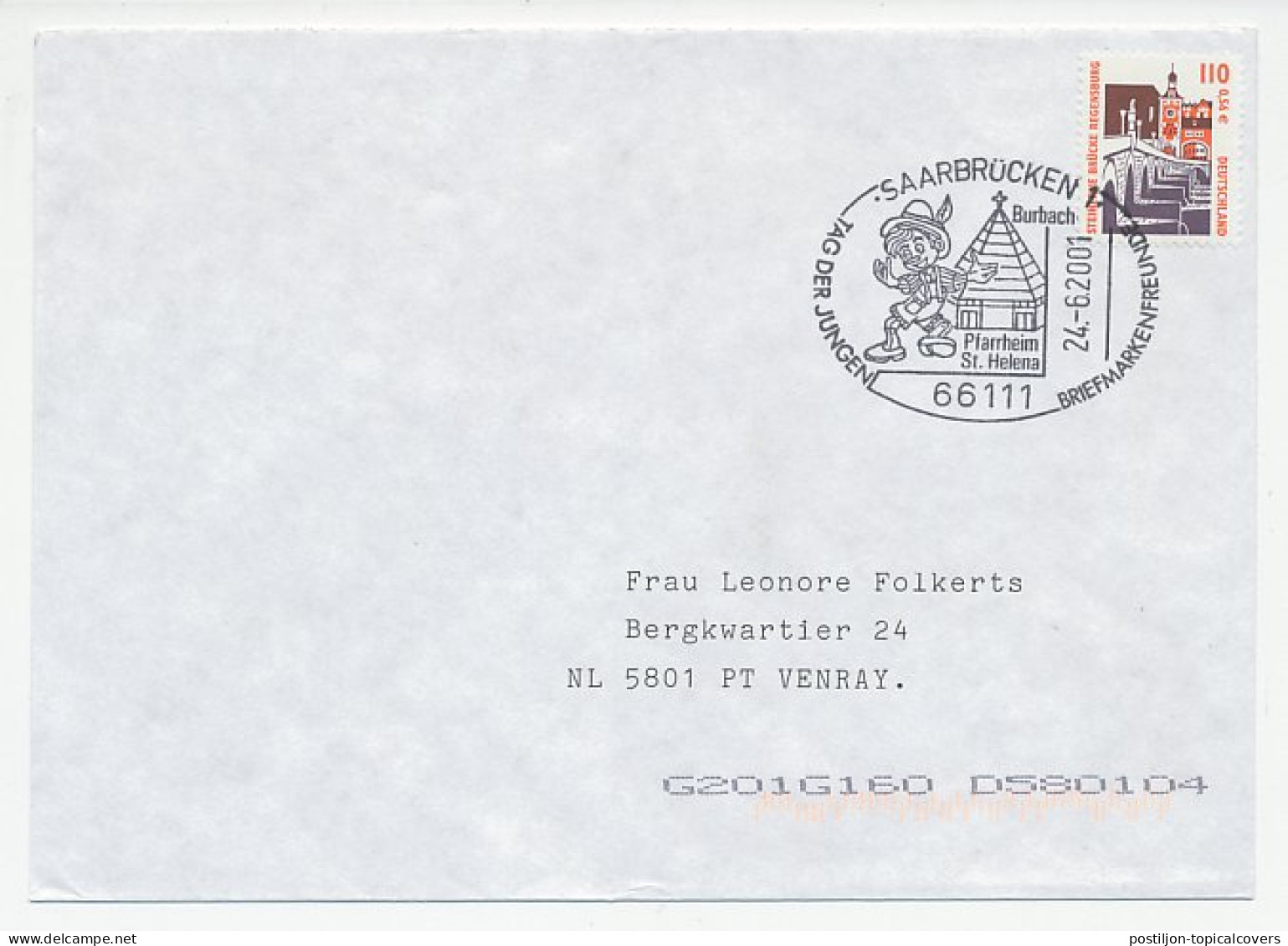 Cover / Postmark Germany 2001 Pinocchio - Carlo Collodi  - Verhalen, Fabels En Legenden