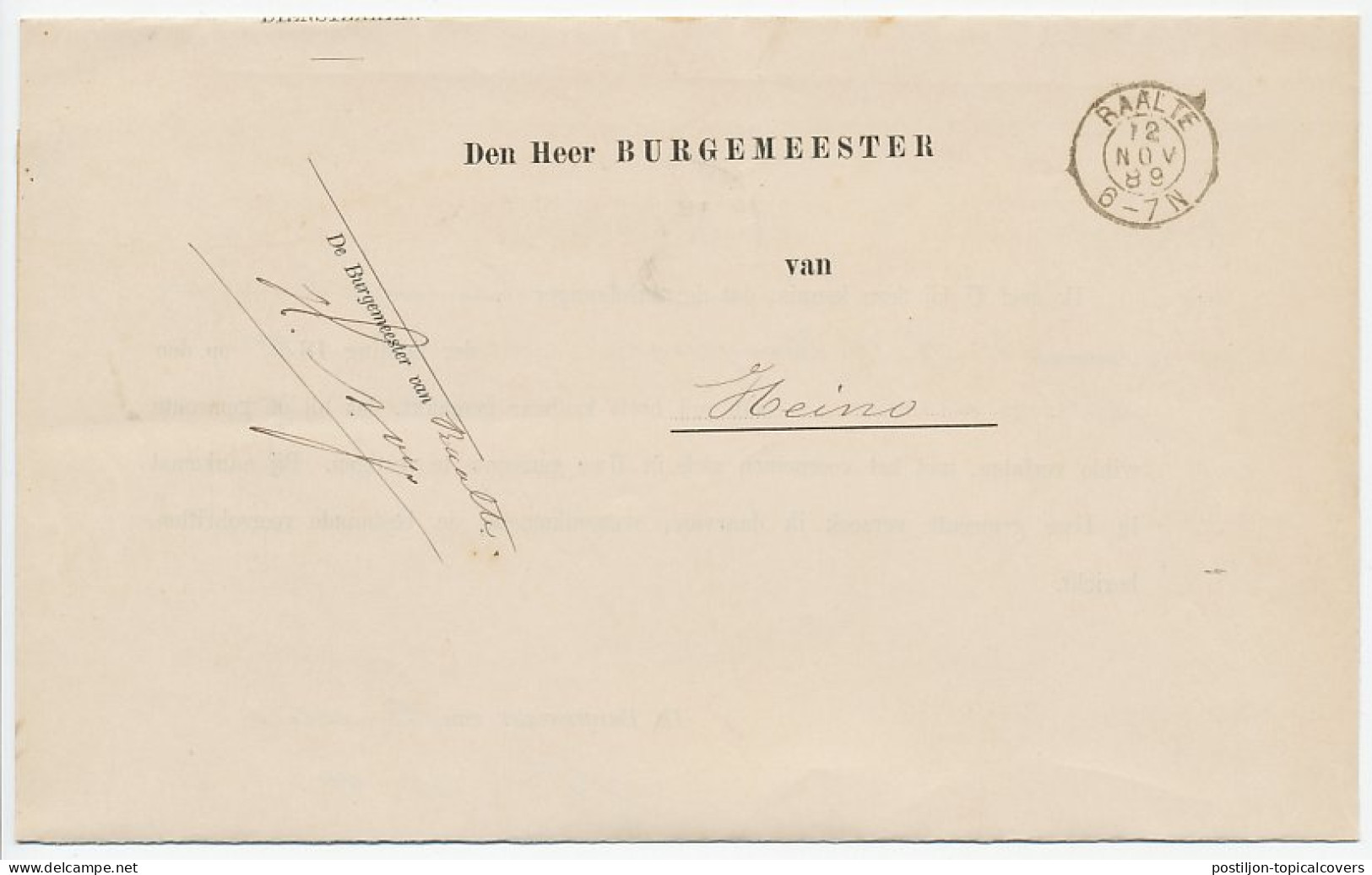 Dienst Drukwerk - Kleinrondstempel Raalte 1889 - Unclassified
